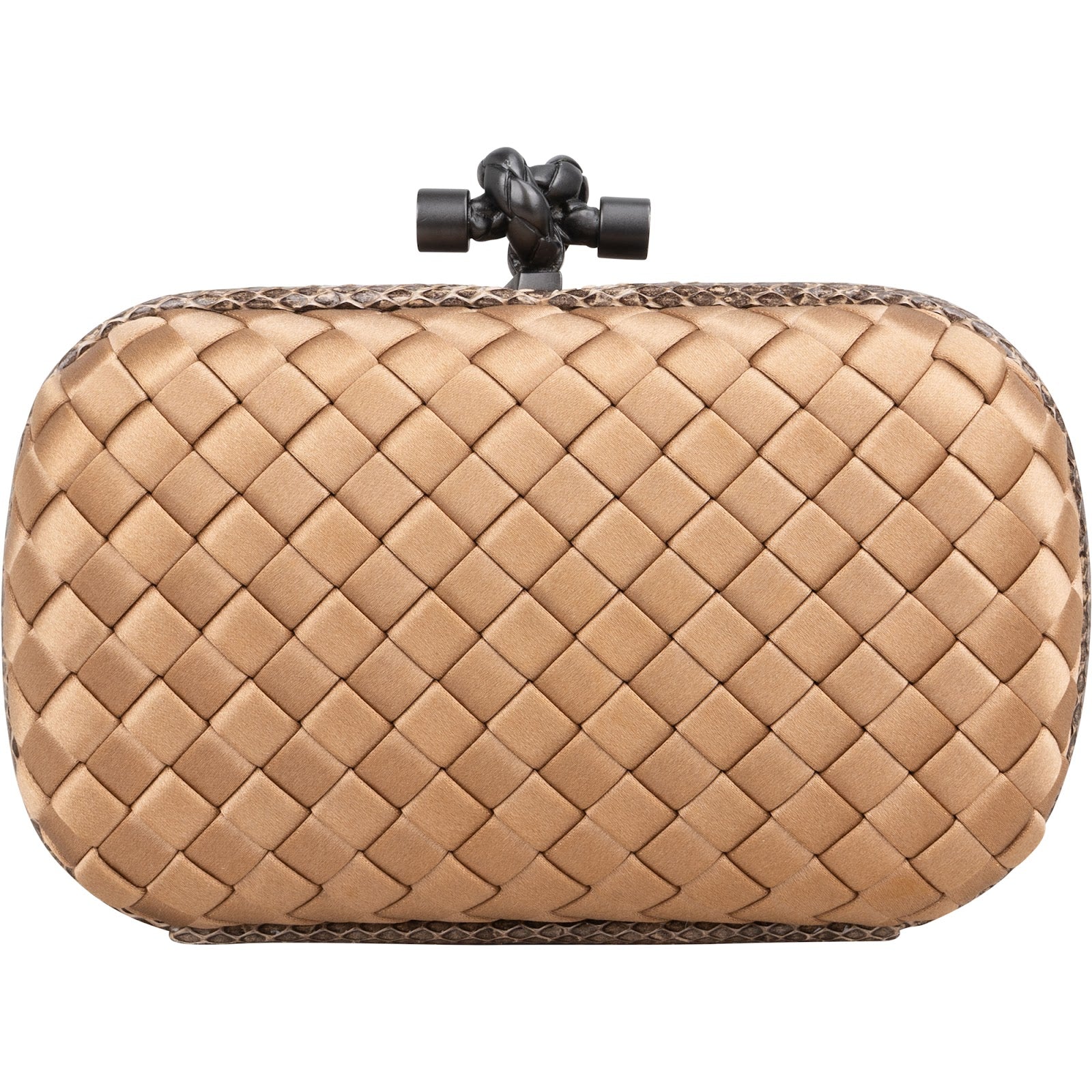 Bottega Veneta Intrecciato Satin Knot Snakeskin Clutch