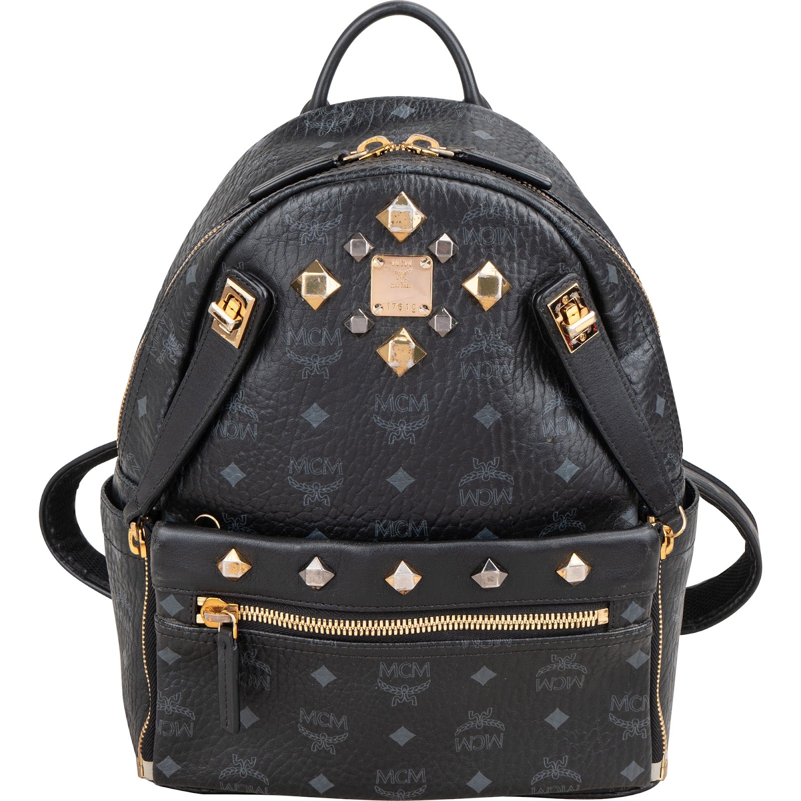 MCM Visetos Monogram Stark Studs Small 2 in 1 Rucksack