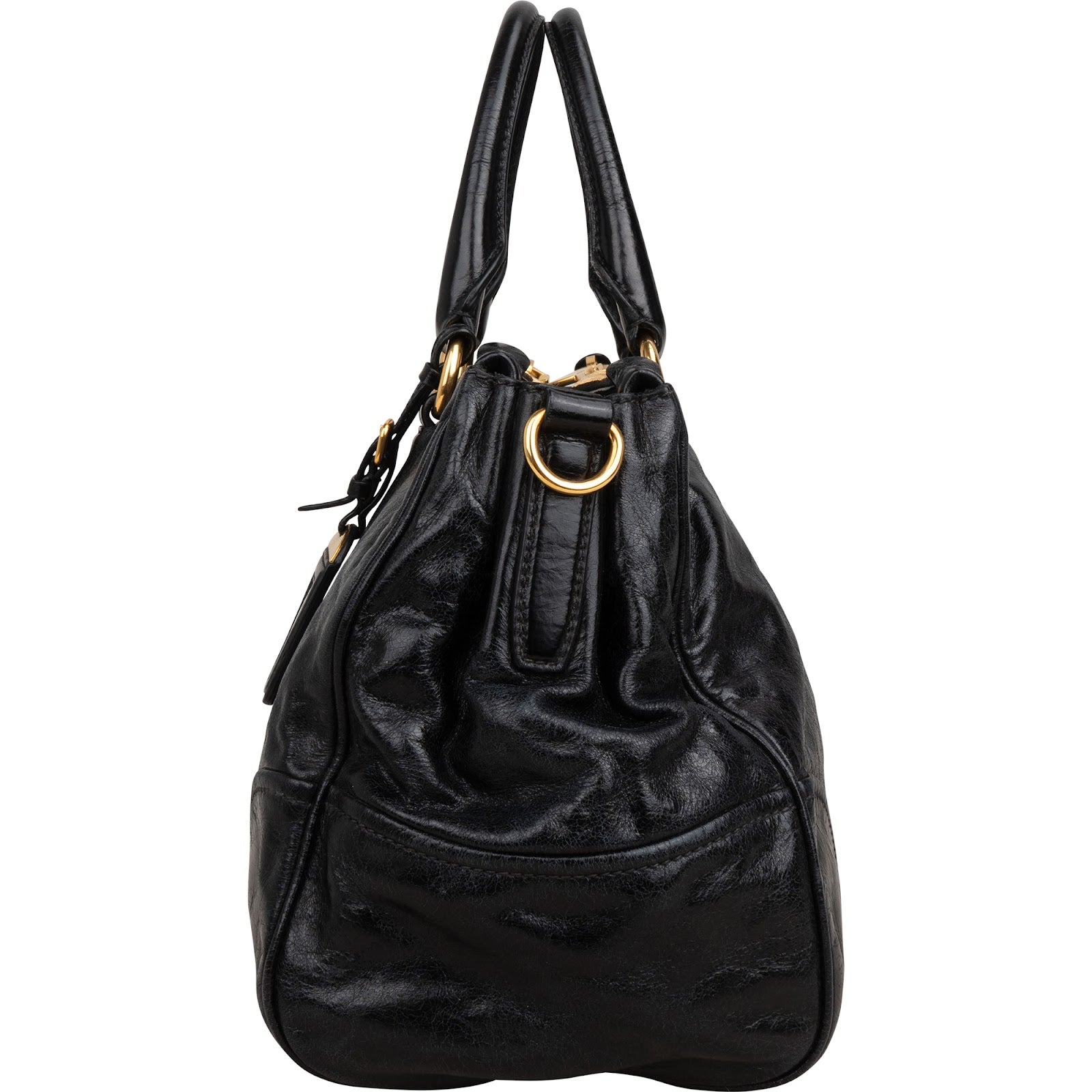 Prada Vitello Shine Leather Bauletto Handbag