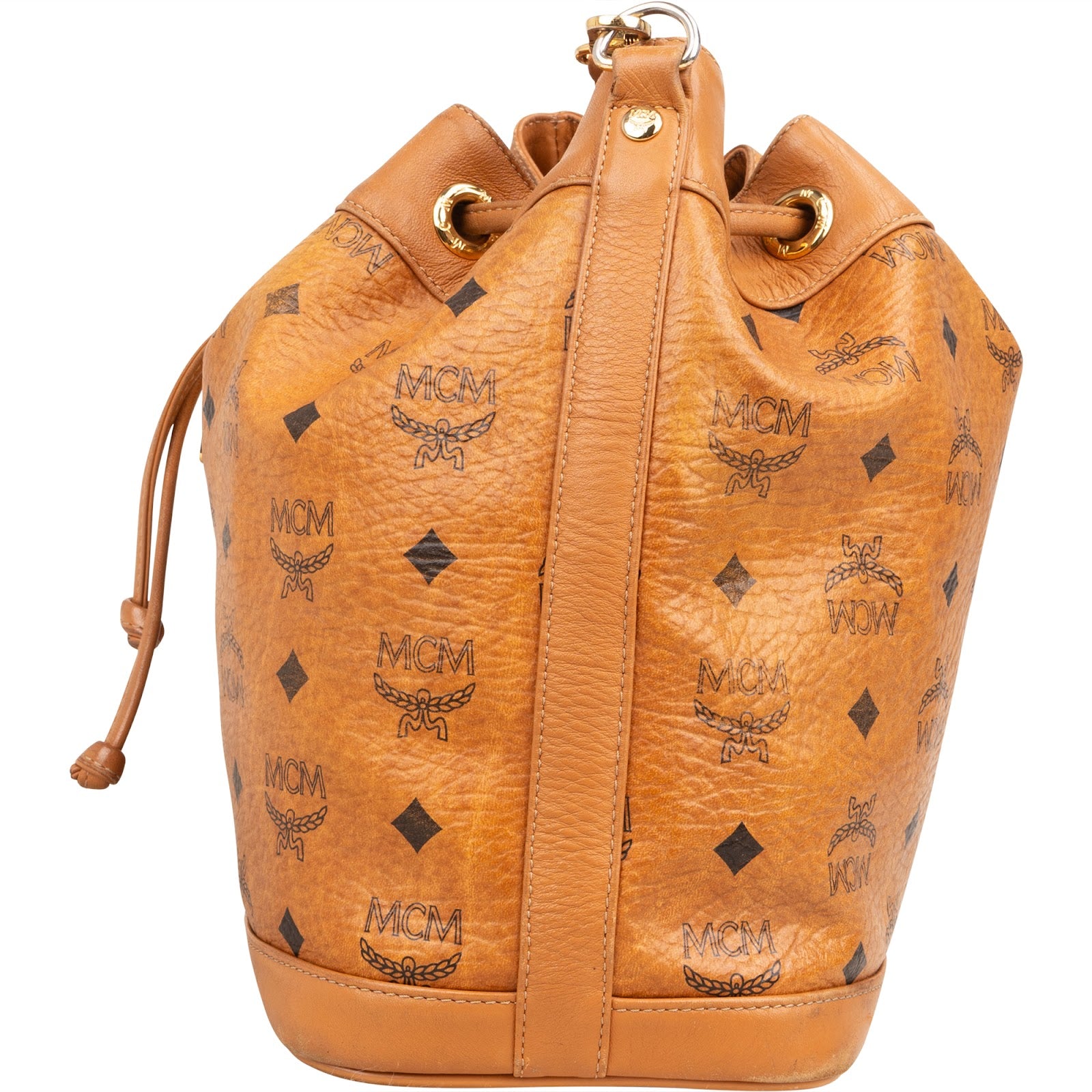 Sac à bandoulière type « bucket » MCM à cordon de serrage, motif Monogram Visetos