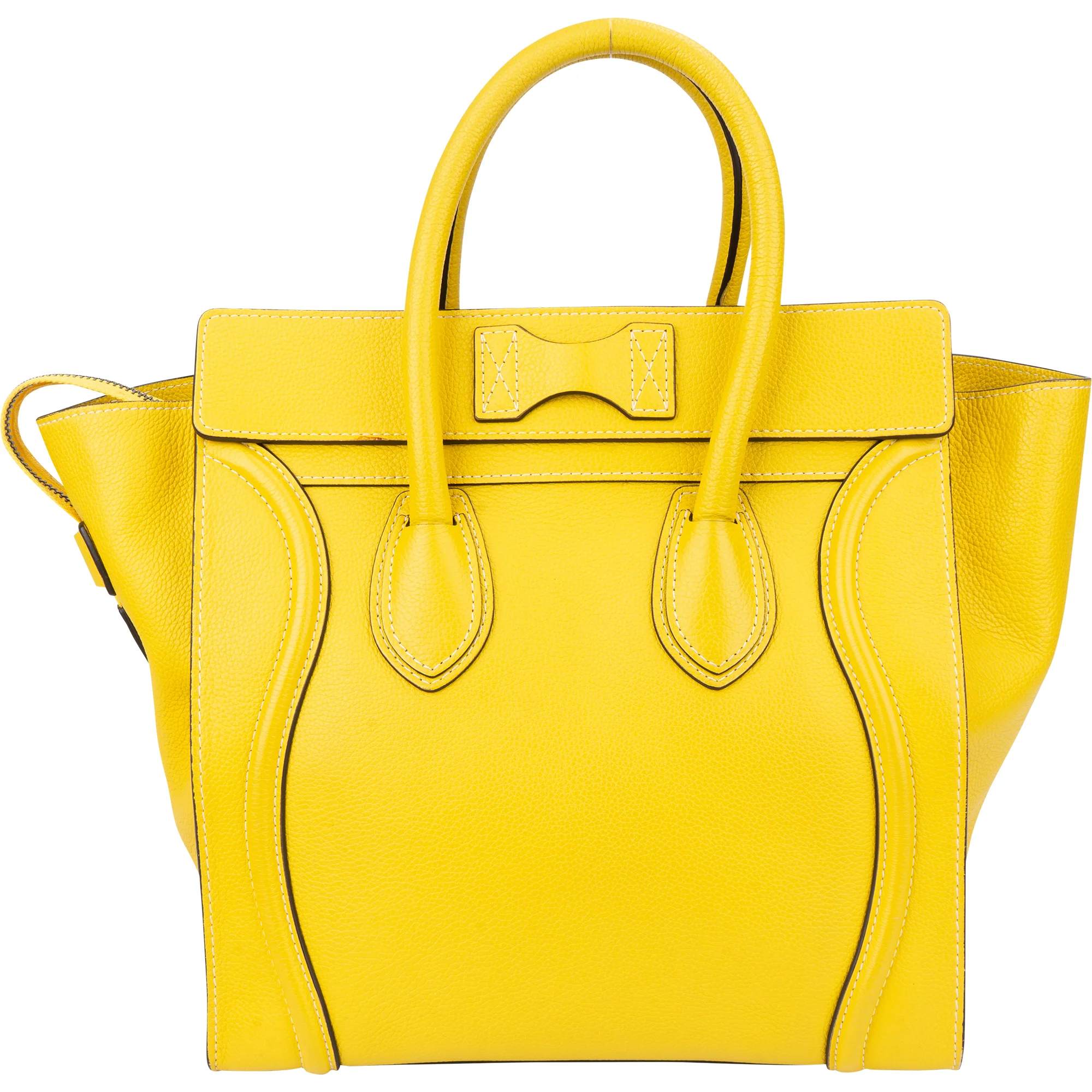 Celine Yellow Leather Luggage Handbag