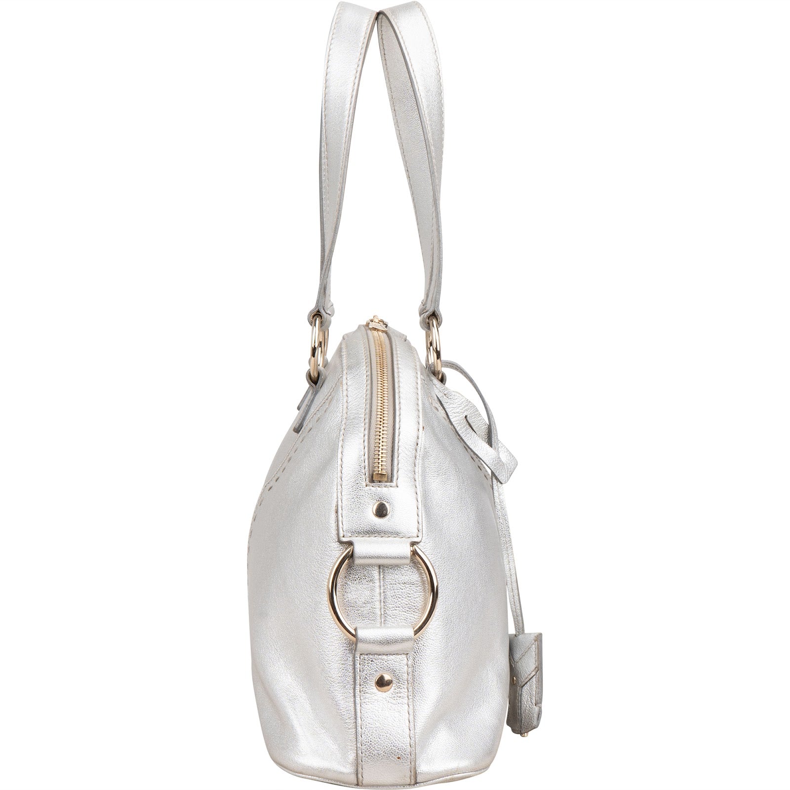 Yves Saint Laurent Metallic Silver Leather Muse Handbag