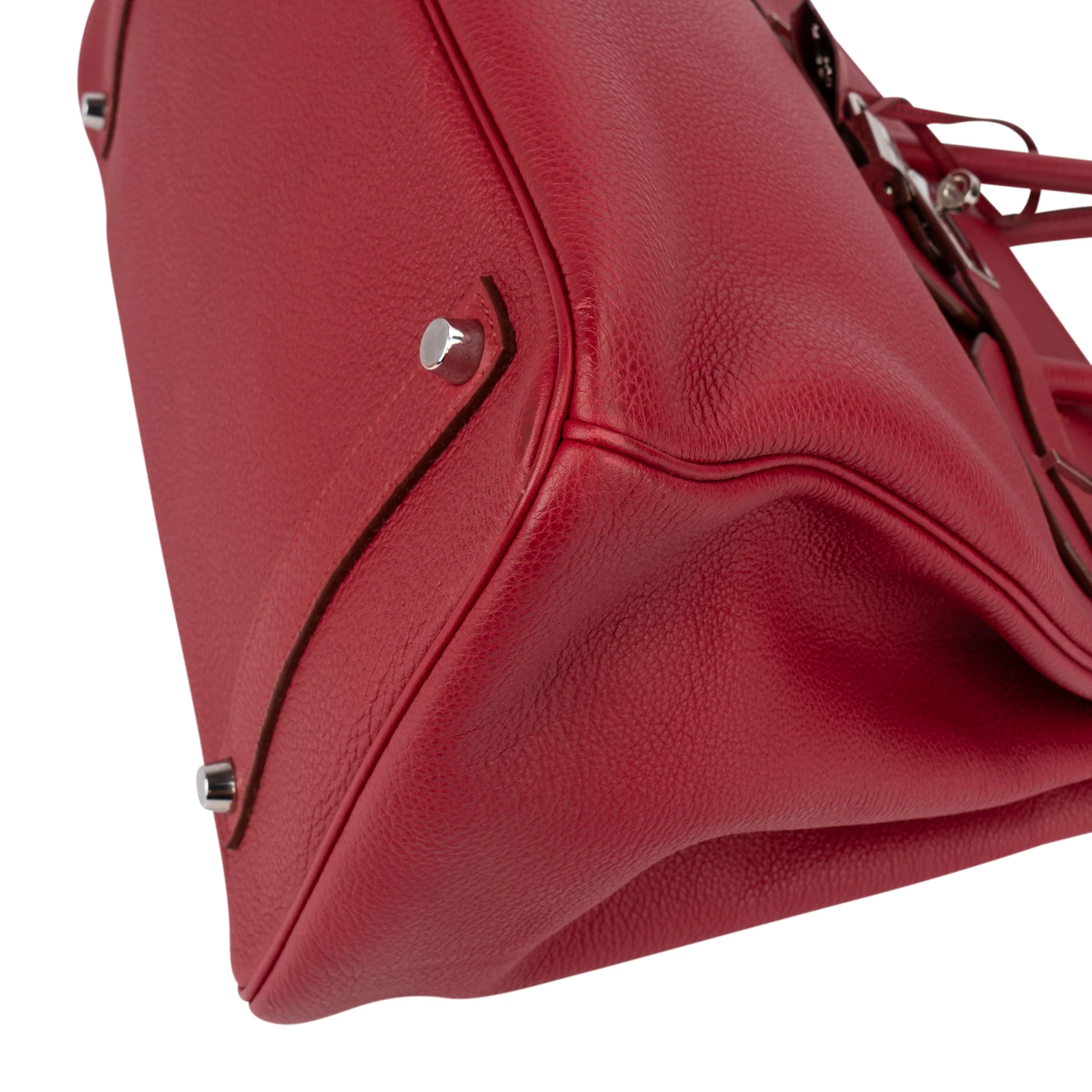 Hermès Clemence Leather Palladium Rouge H Birkin 35 Handbag