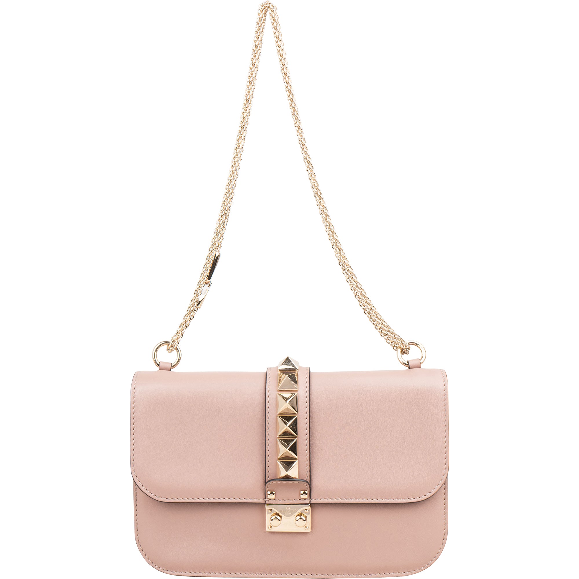 Valentino Garavani Calfskin Leather Rockstud Glam Lock Crossbody Bag