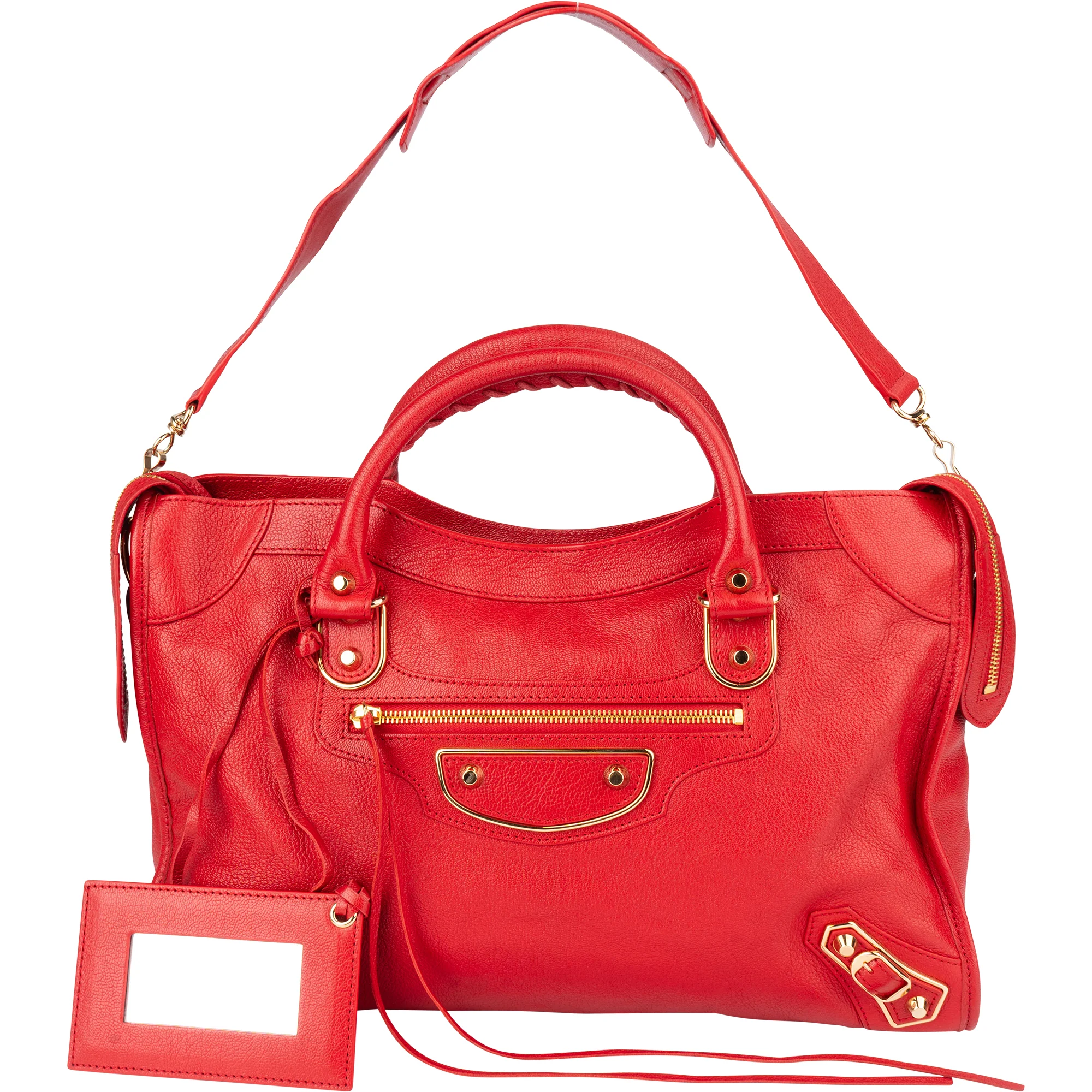 Balenciaga Red Leather City Handbag