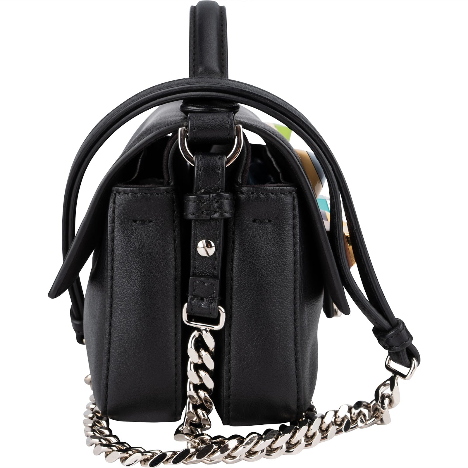 Fendi - Mini Baguette Double Flap Plexi Studs Crossbody Bag