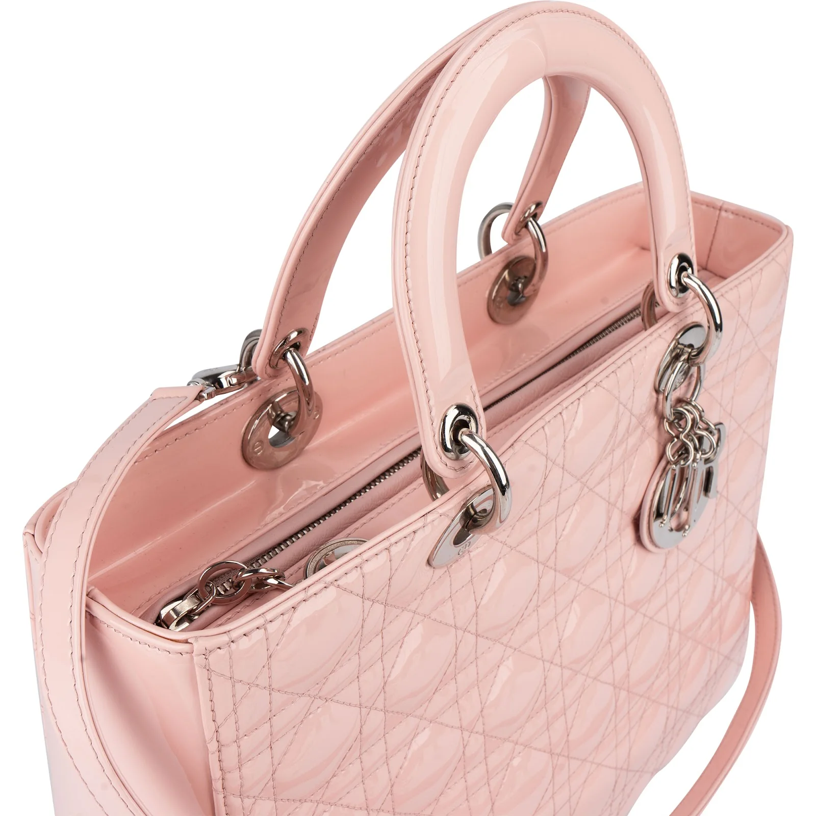 Christian Dior Quilted Patent Leather Lady Dior Handbag