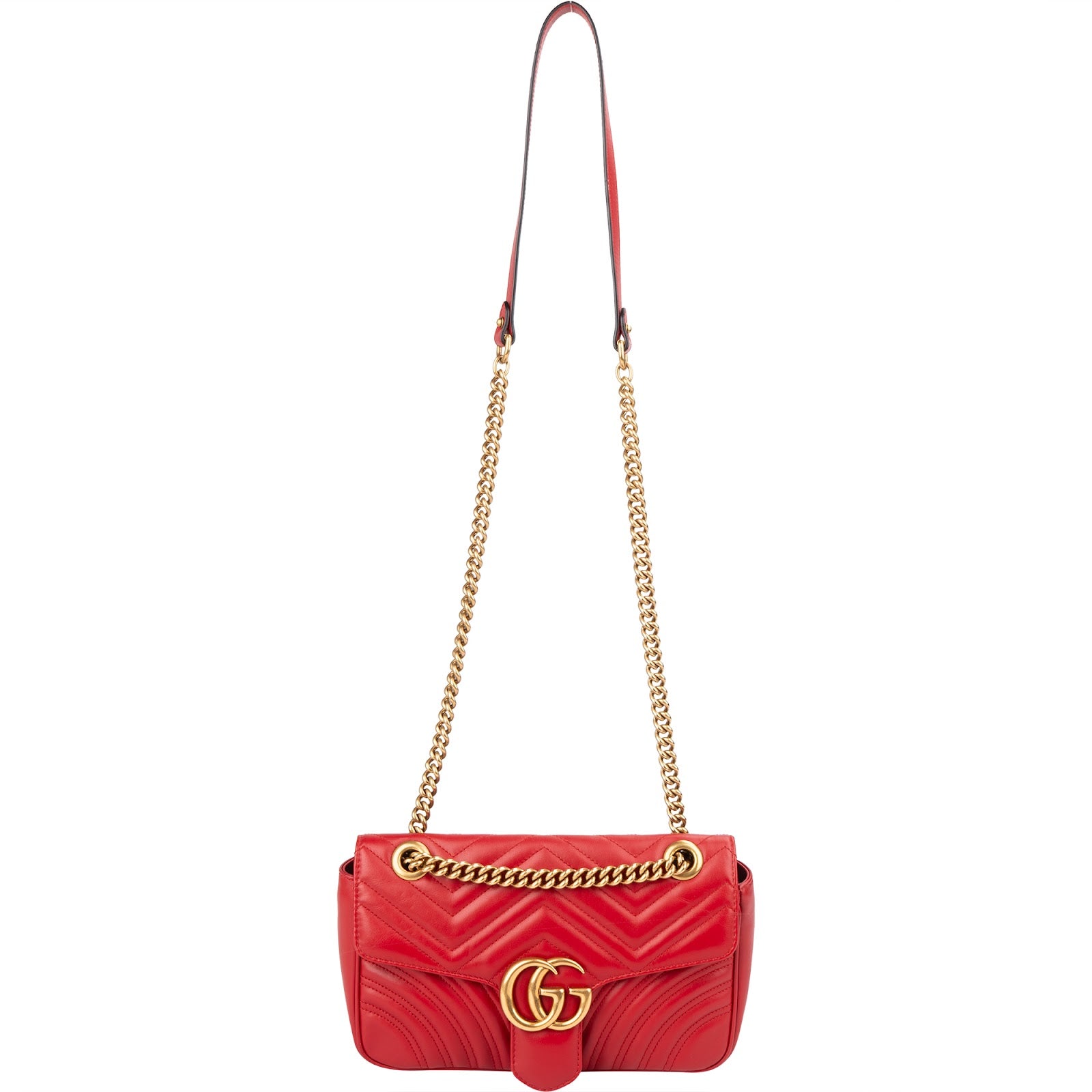 Gucci Chevron Matelassé Leather GG Marmont Medium Shoulder Bag