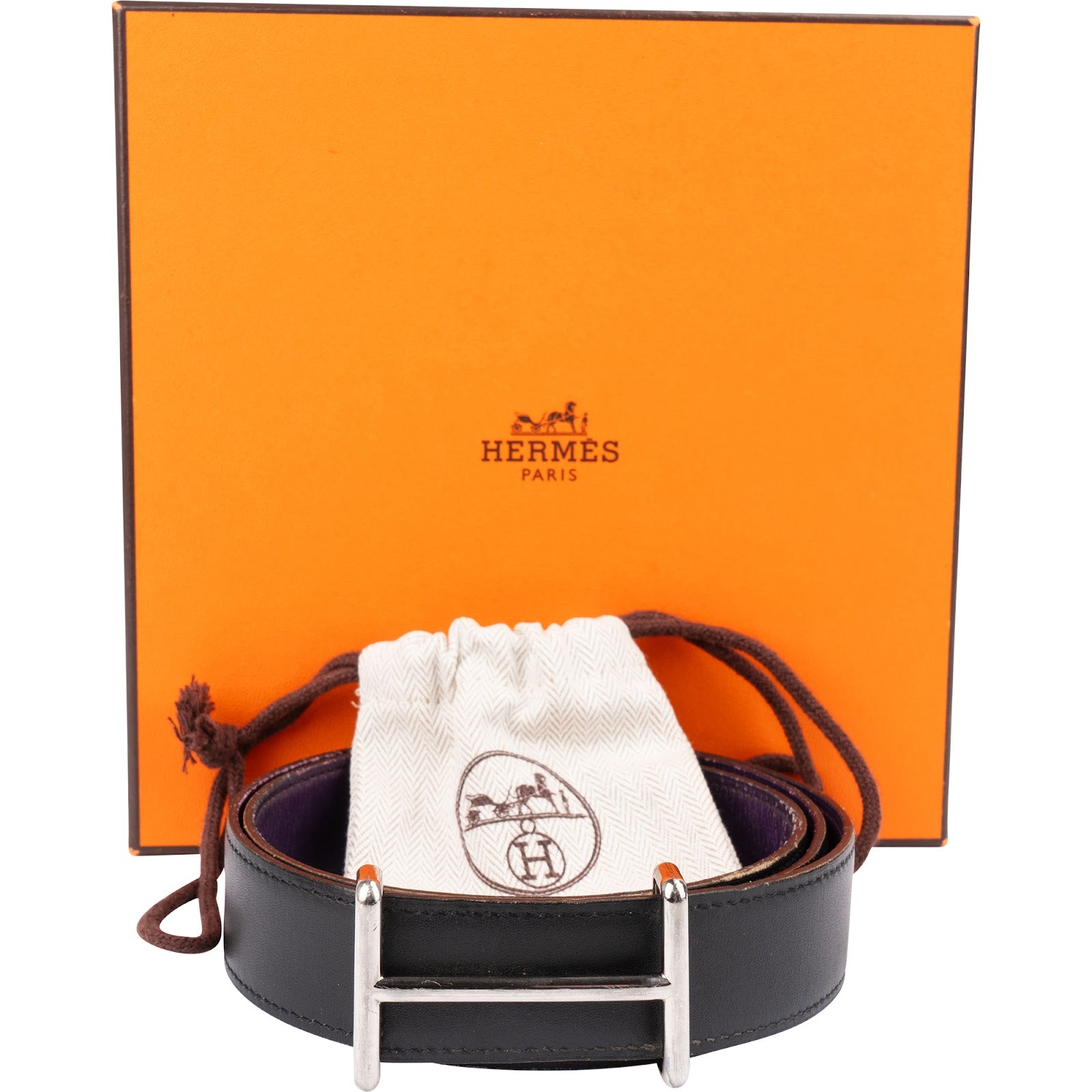 Hermès - Bicolor Reversible Palladium H Belt (95)