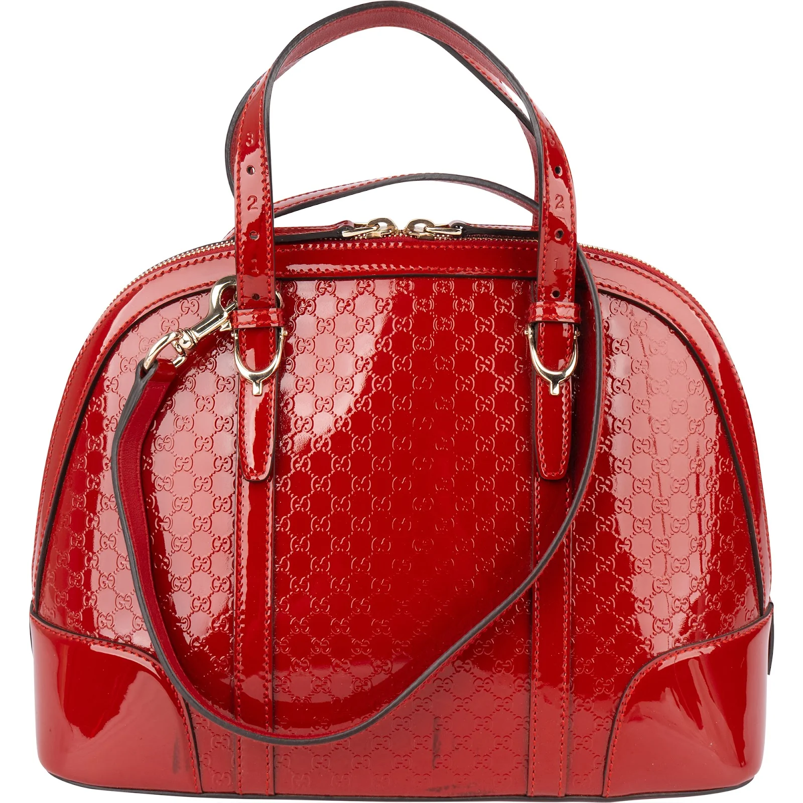 Gucci Red Microguccissima Patent Leather Dome Handbag