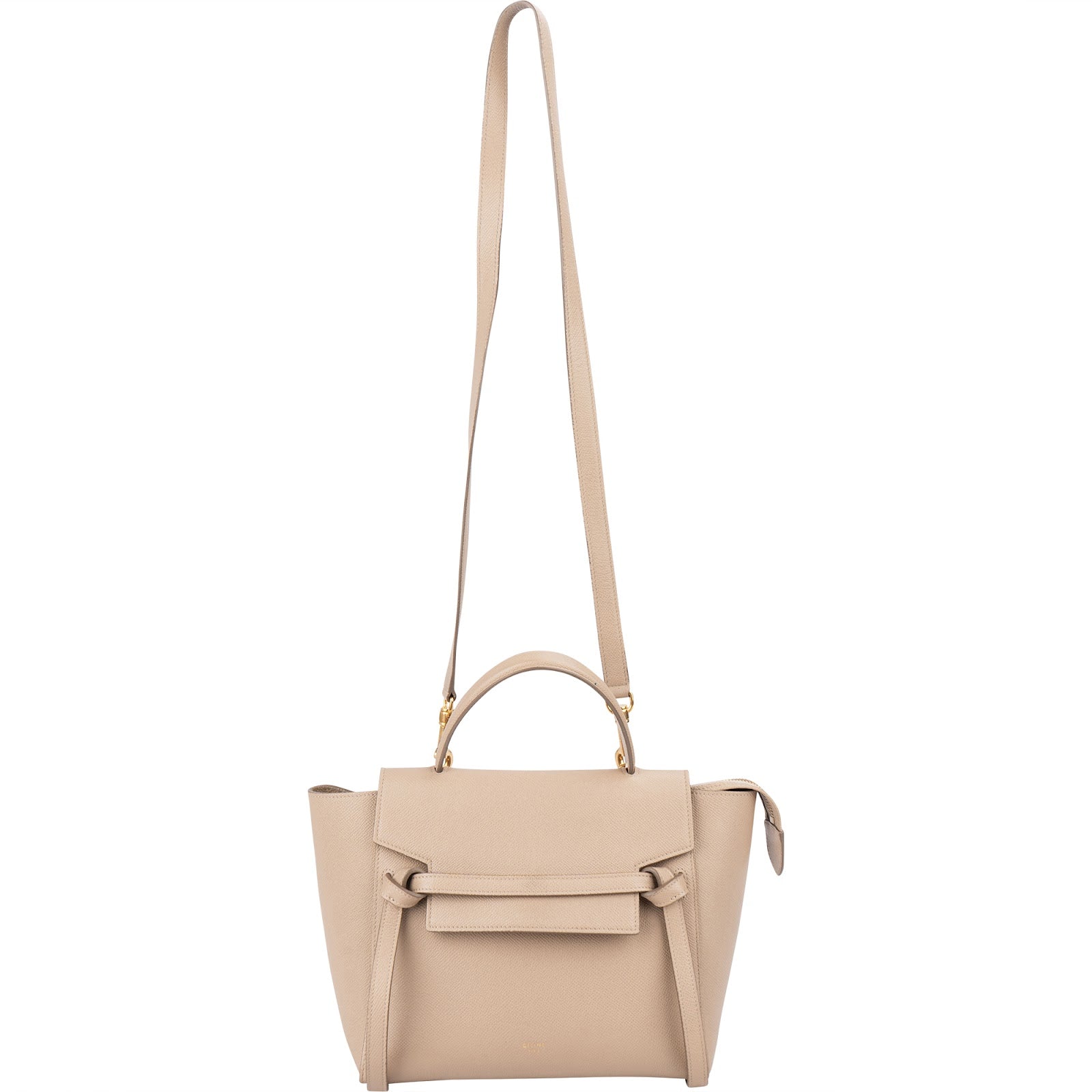 Céline Beige Grained Calfskin Nano Belt Handbag