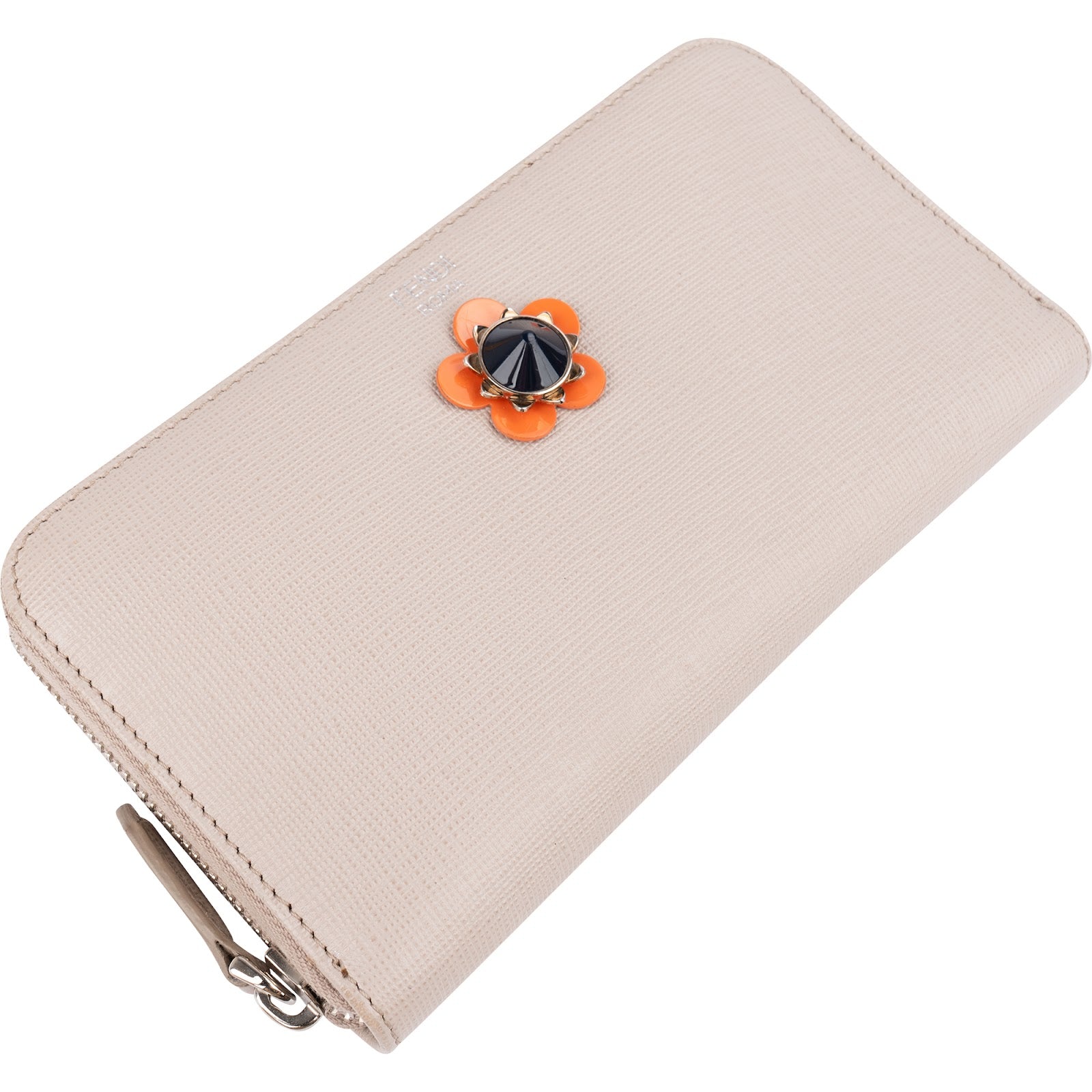 Fendi Leather Flowerland Zip-Around Wallet