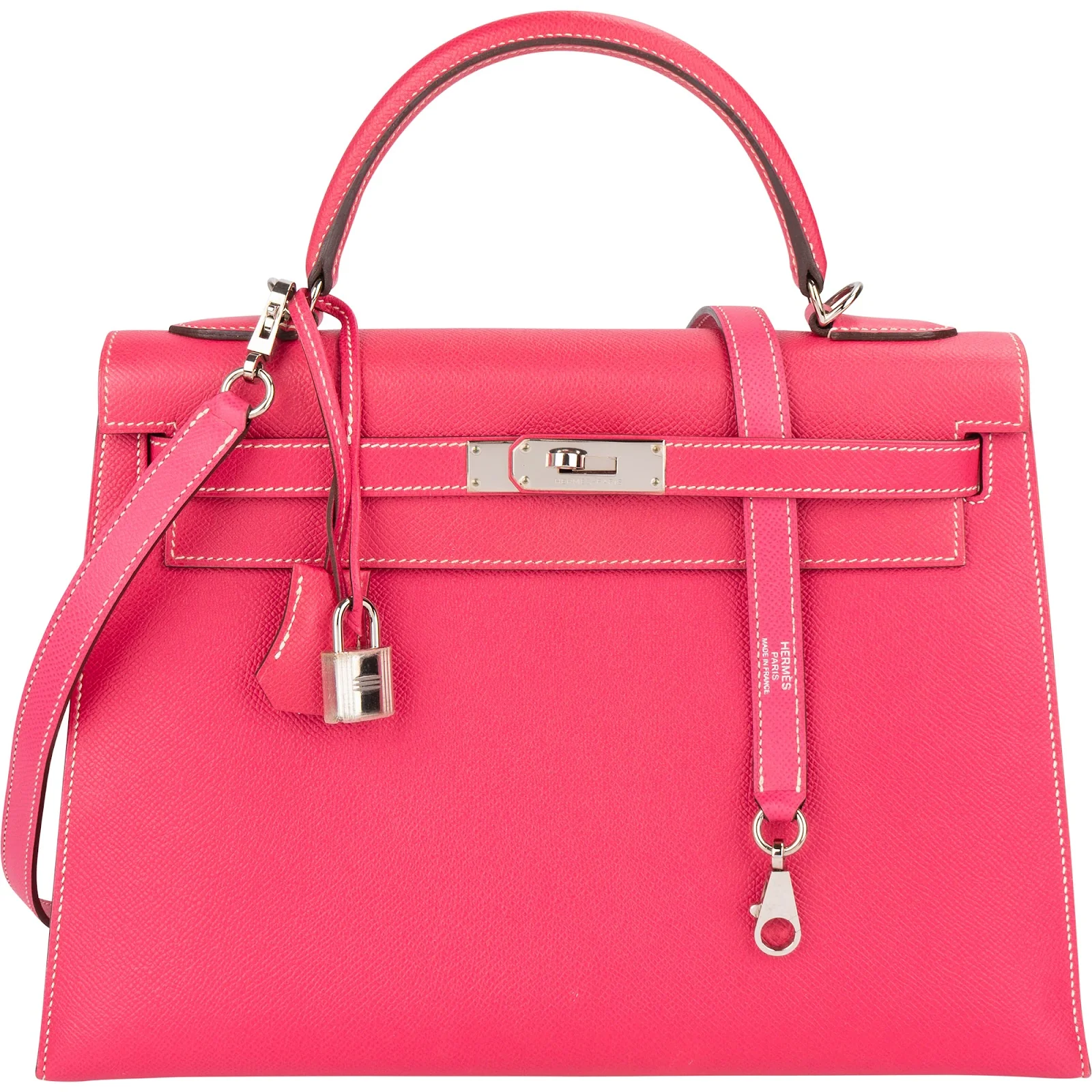 Hermès Epsom Leather Sellier Palladium Kelly 32 Handbag