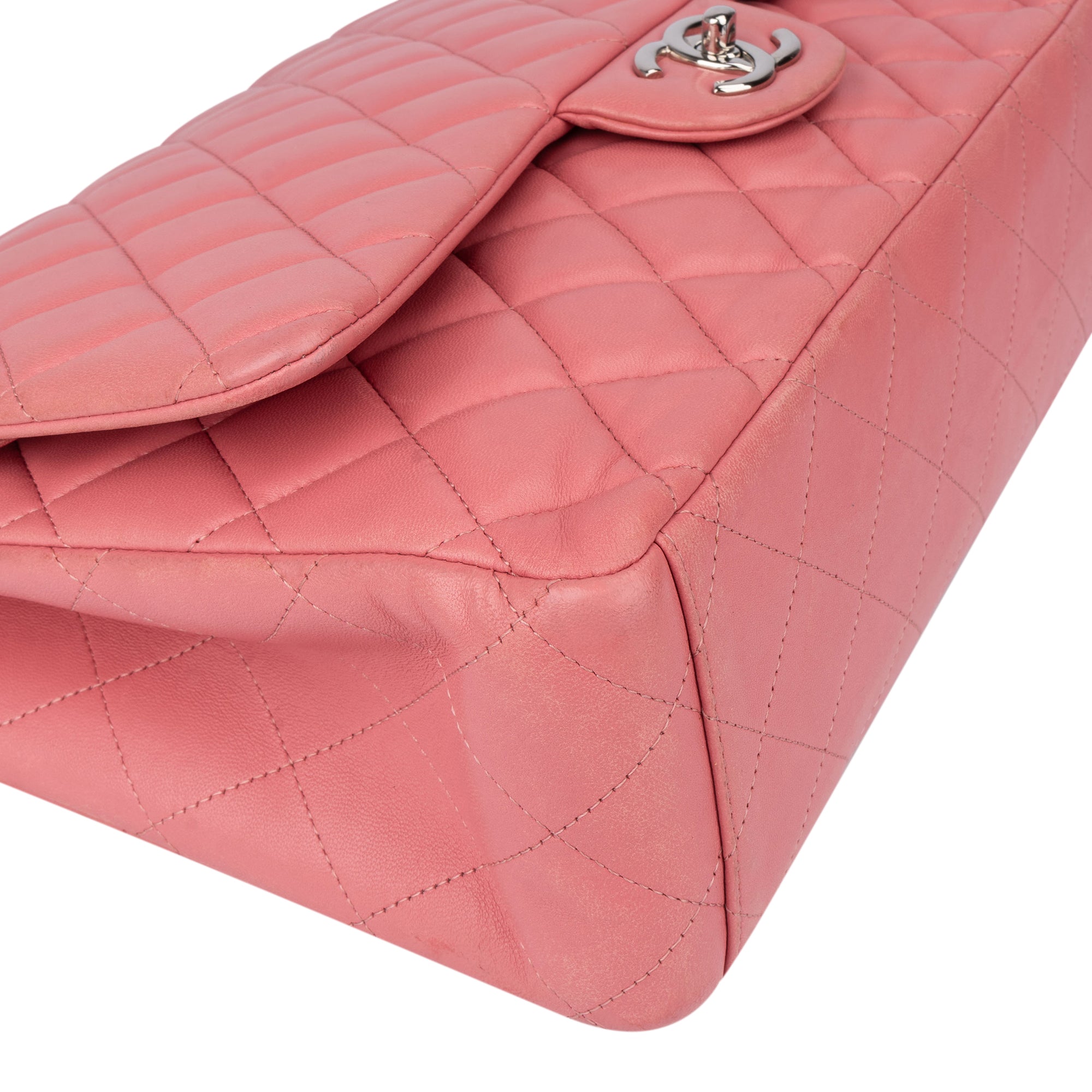 Chanel Quilted Lambskin Palladium Maxi Double Flap Crossbody Bag