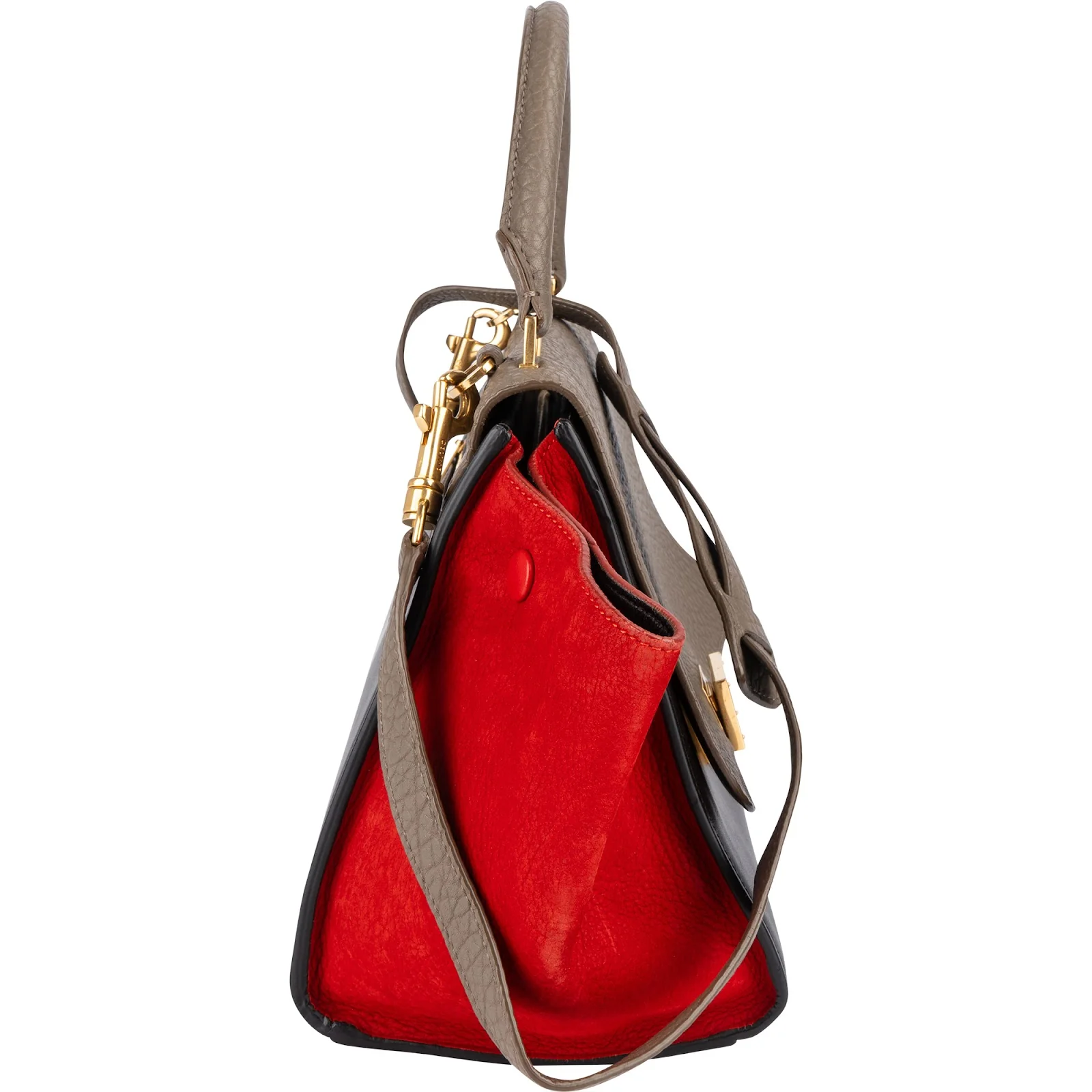 Céline Suede Leather Trapeze Handbag Tricolor