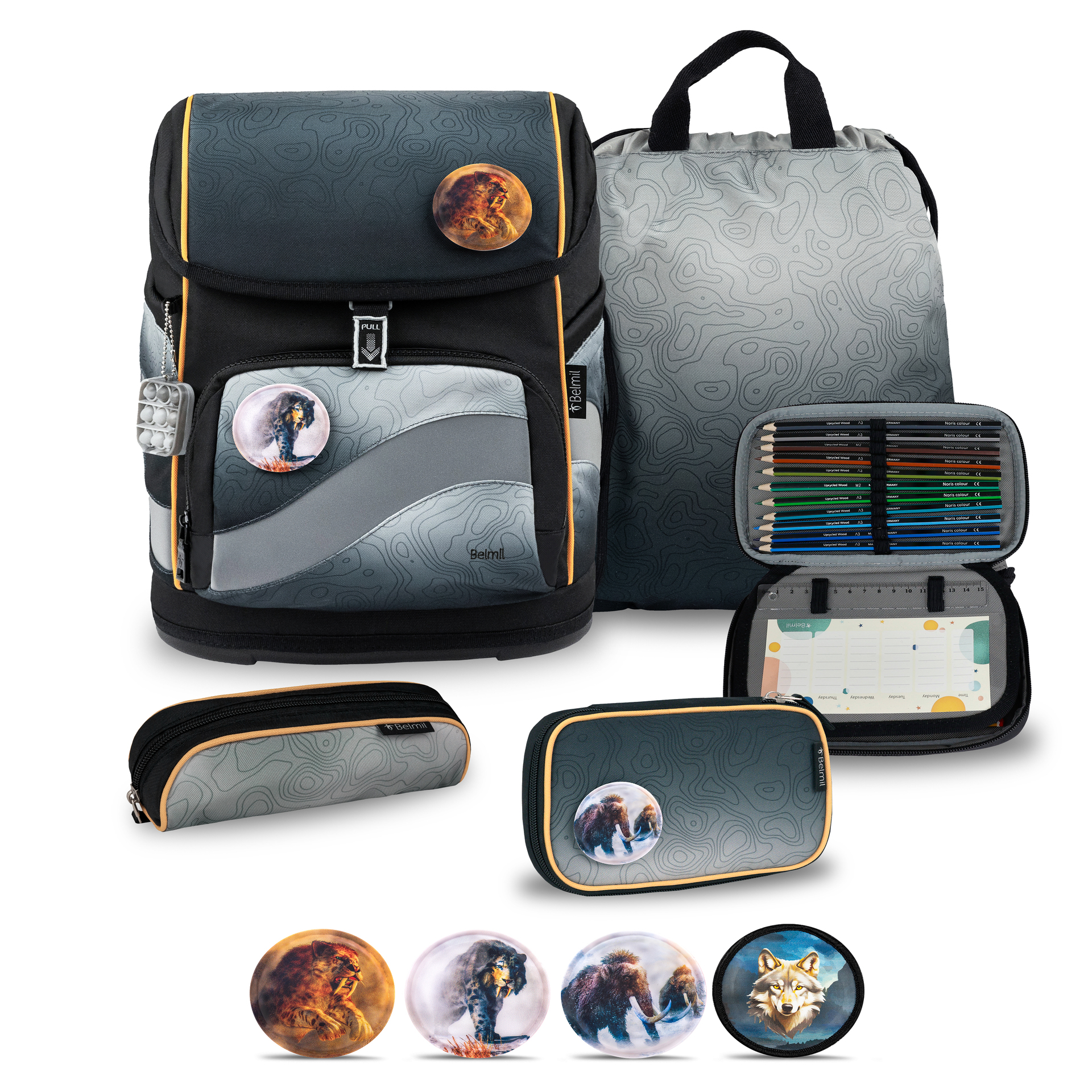 Smarty Plus Schulranzenset 5-teilig - "Black Grey"