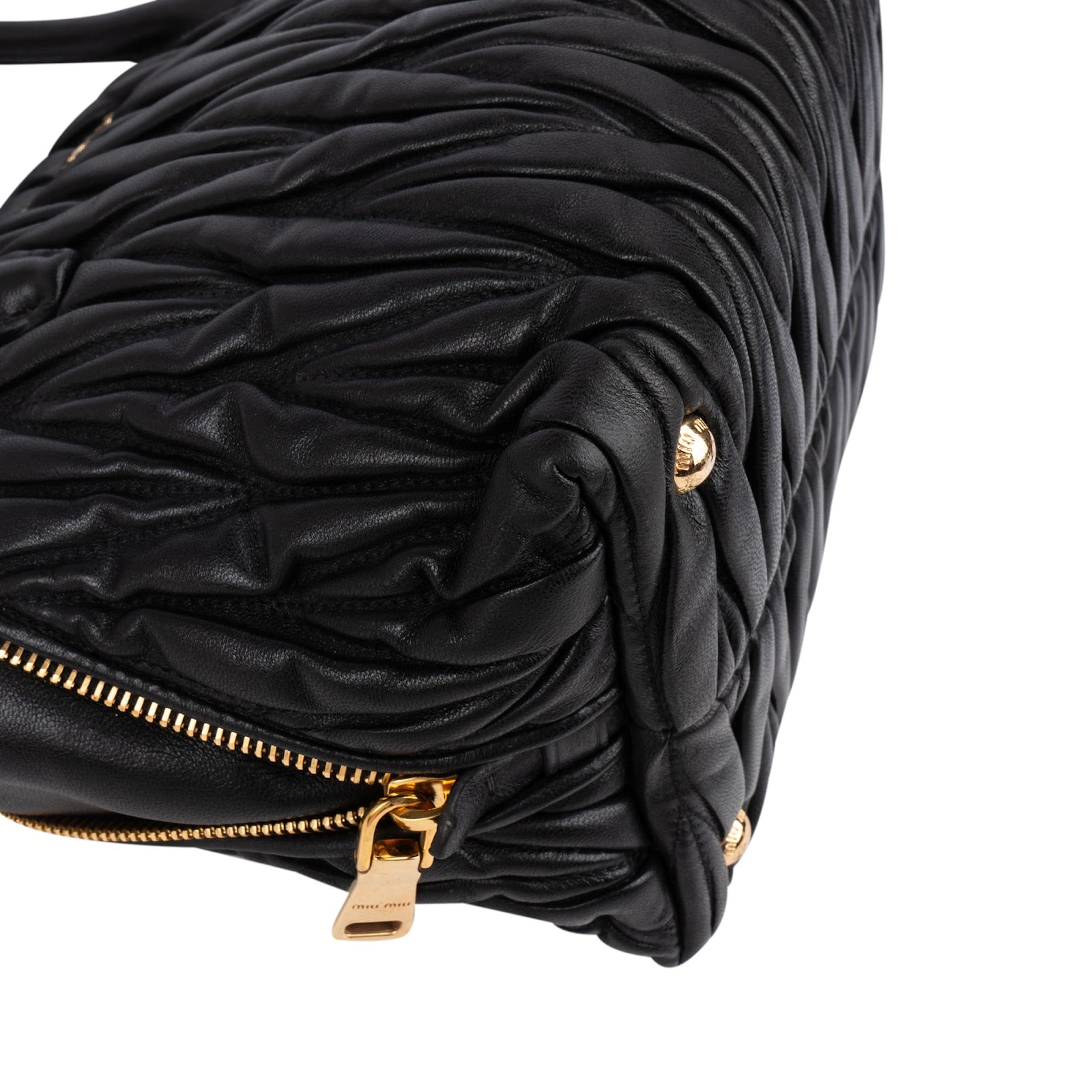 Miu Miu Black Matelassé Nappa Leather Handbag