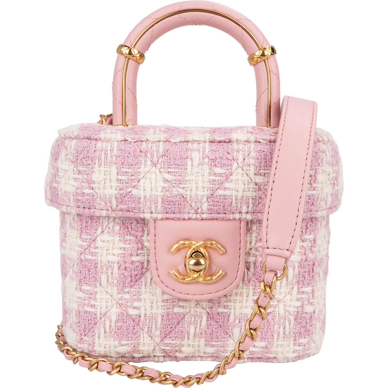 Chanel Quilted Tweed Top Handle CC Vanity Case