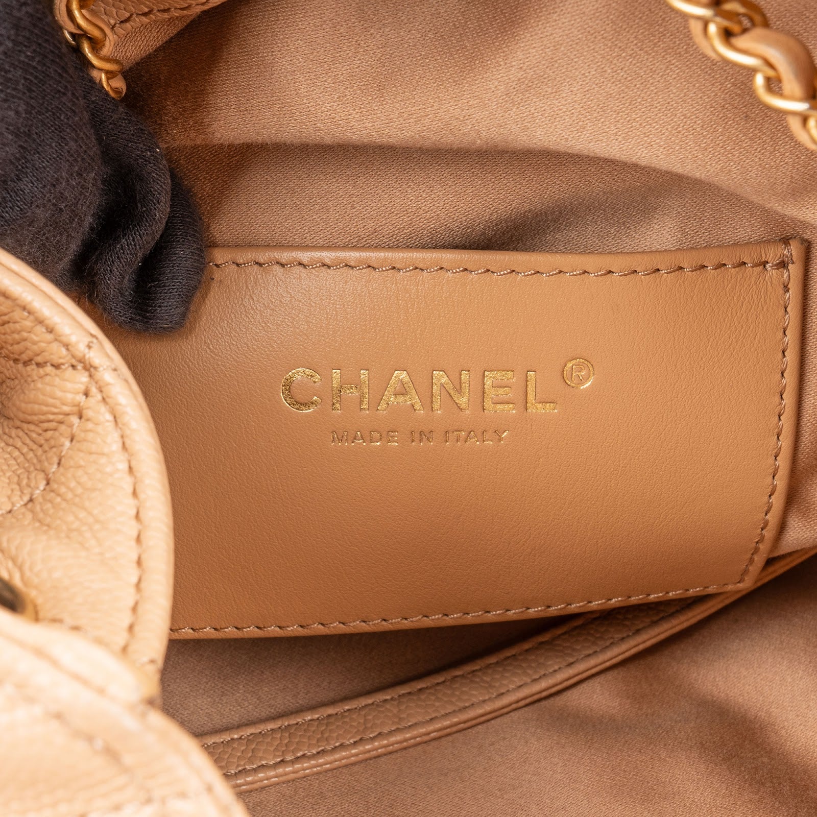 Chanel 25 Medium Quilted Caviar Leather CC Drawstring Shoulder Bag