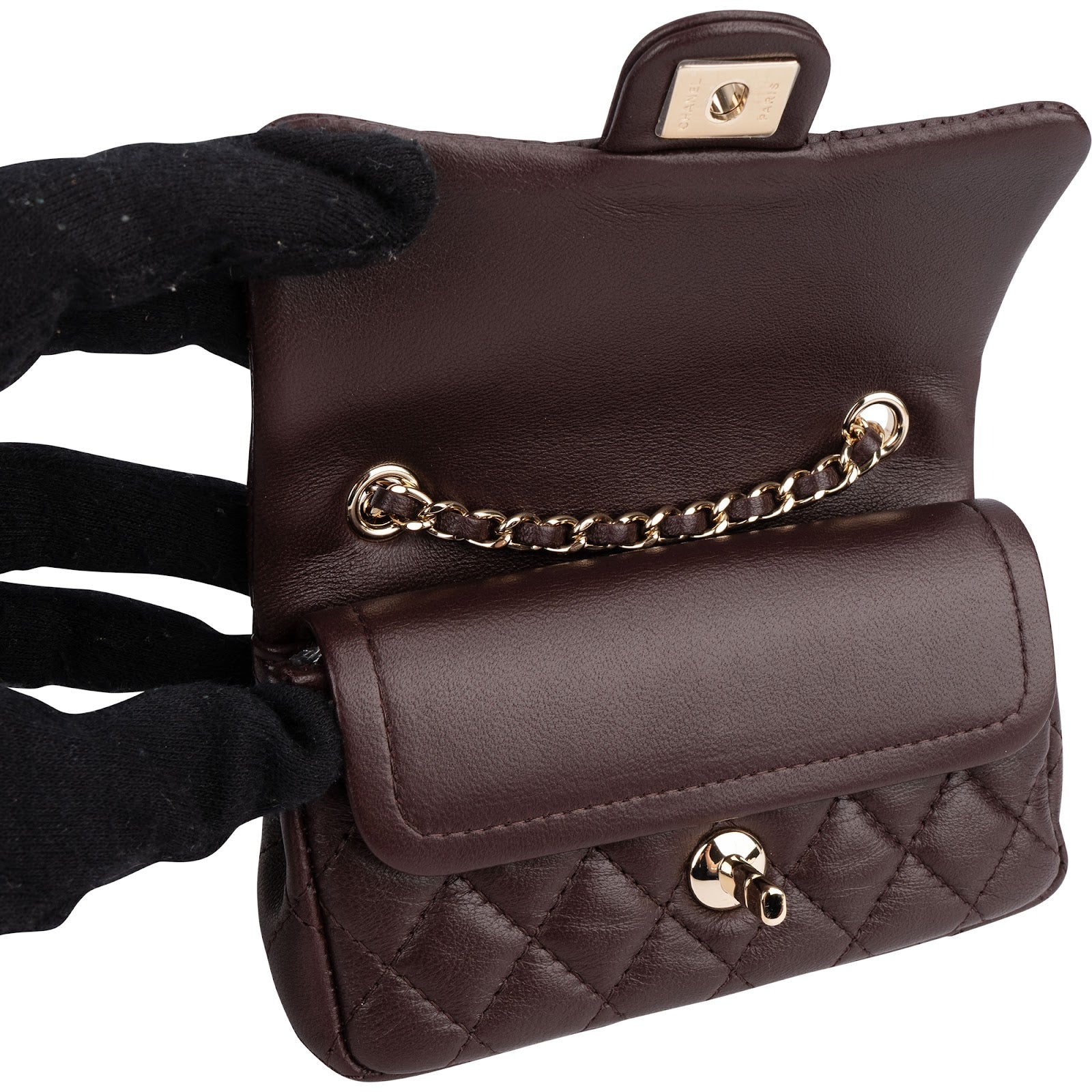 Chanel Quilted Lambskin Extra Mini Double Flap Pendant Bag