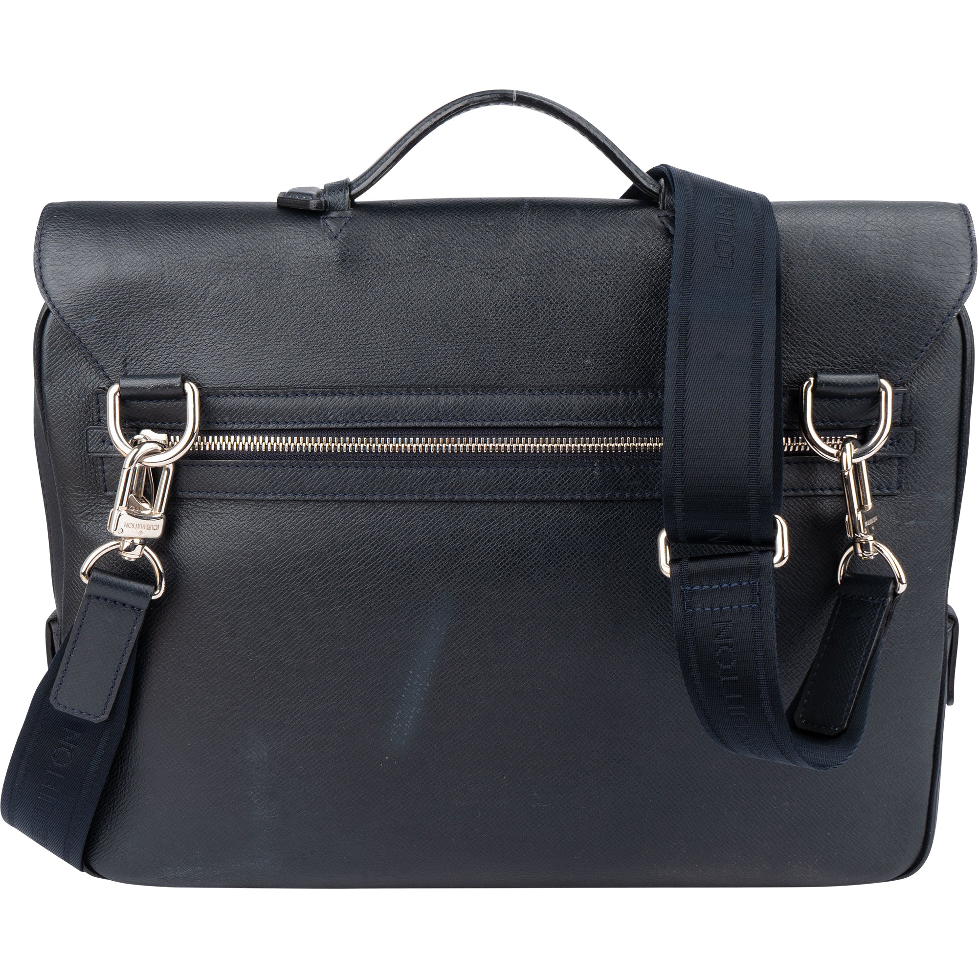 Louis Vuitton Bleu Taiga Leather Vassili PM Business Tasche