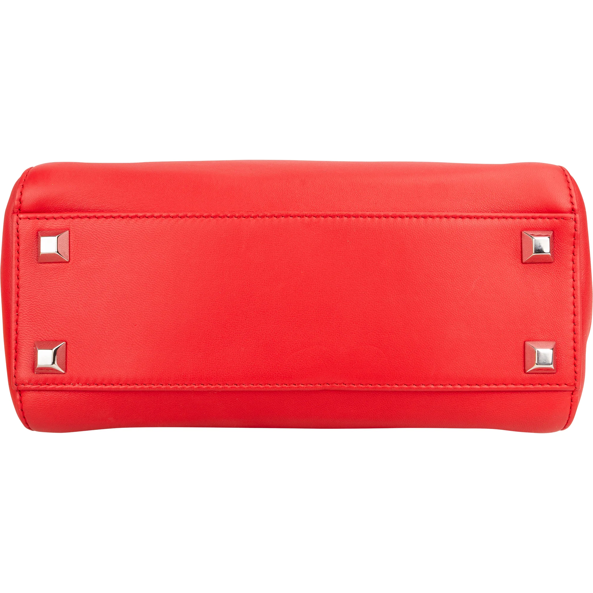 Fendi Red Leather Spikes Mini Peekaboo Handbag