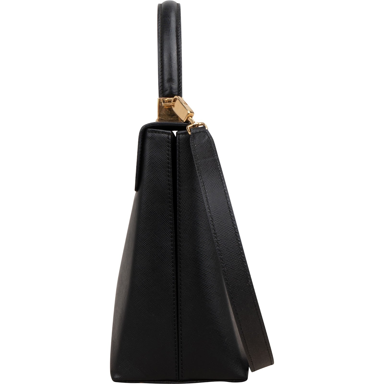 Salvatore Ferragamo Black Saffiano Leather Gancini Handbag