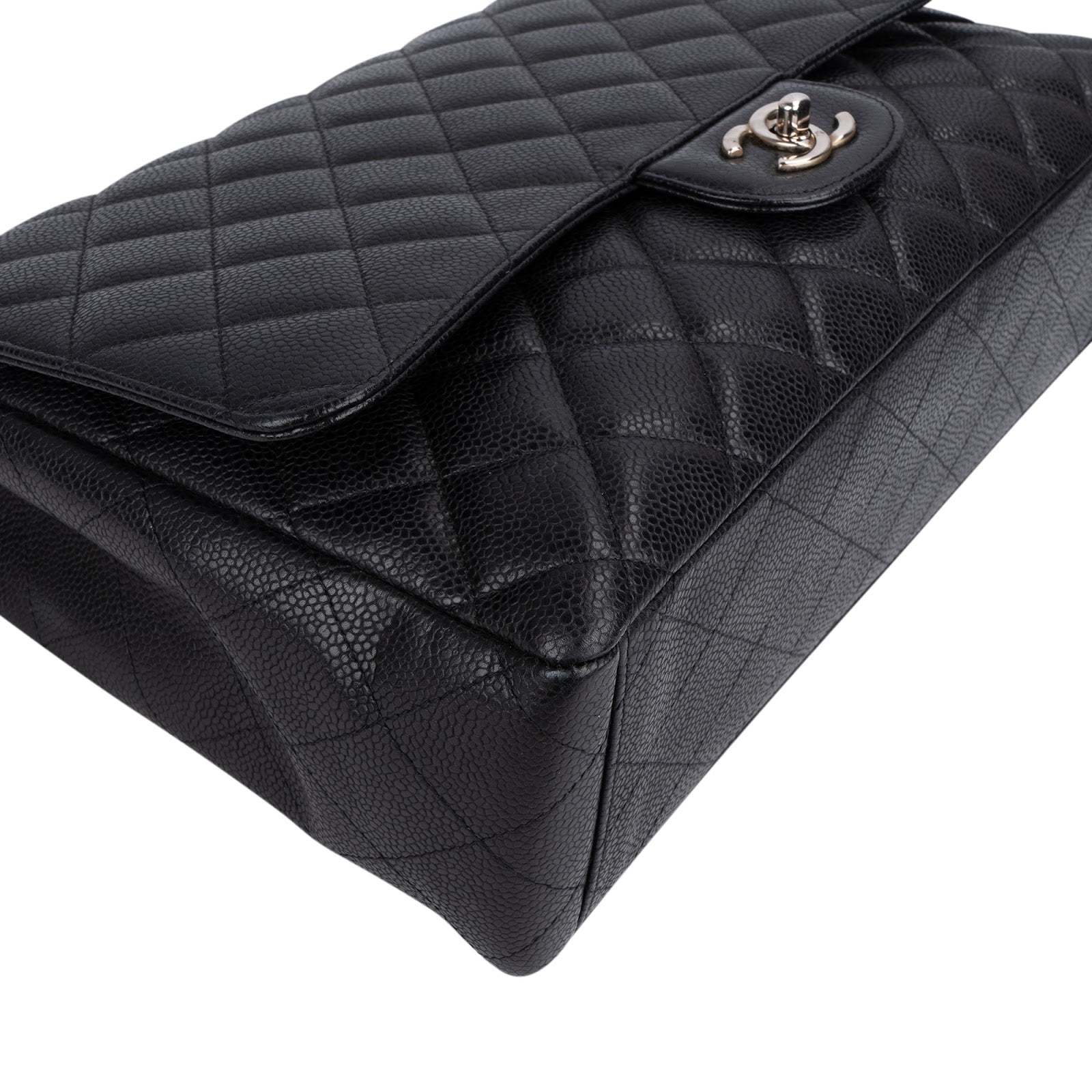 Chanel Quilted Caviar Leather Palladium Maxi Single-Flap Crossbody Bag