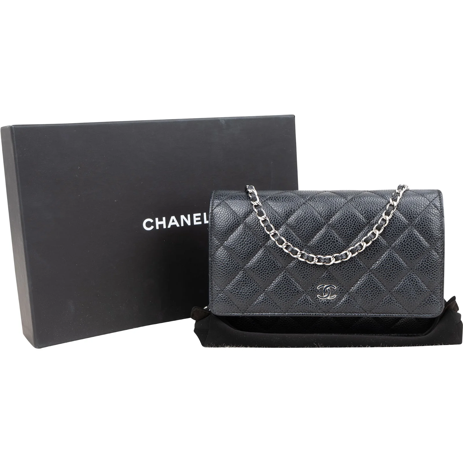 Chanel Quilted Caviar Leather Wallet On Chain Crossbody Bag