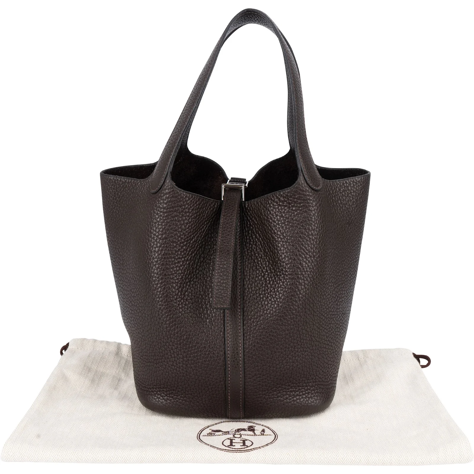 Hermès Brun Clemence Picotin Lock 22 (MM) Handbag