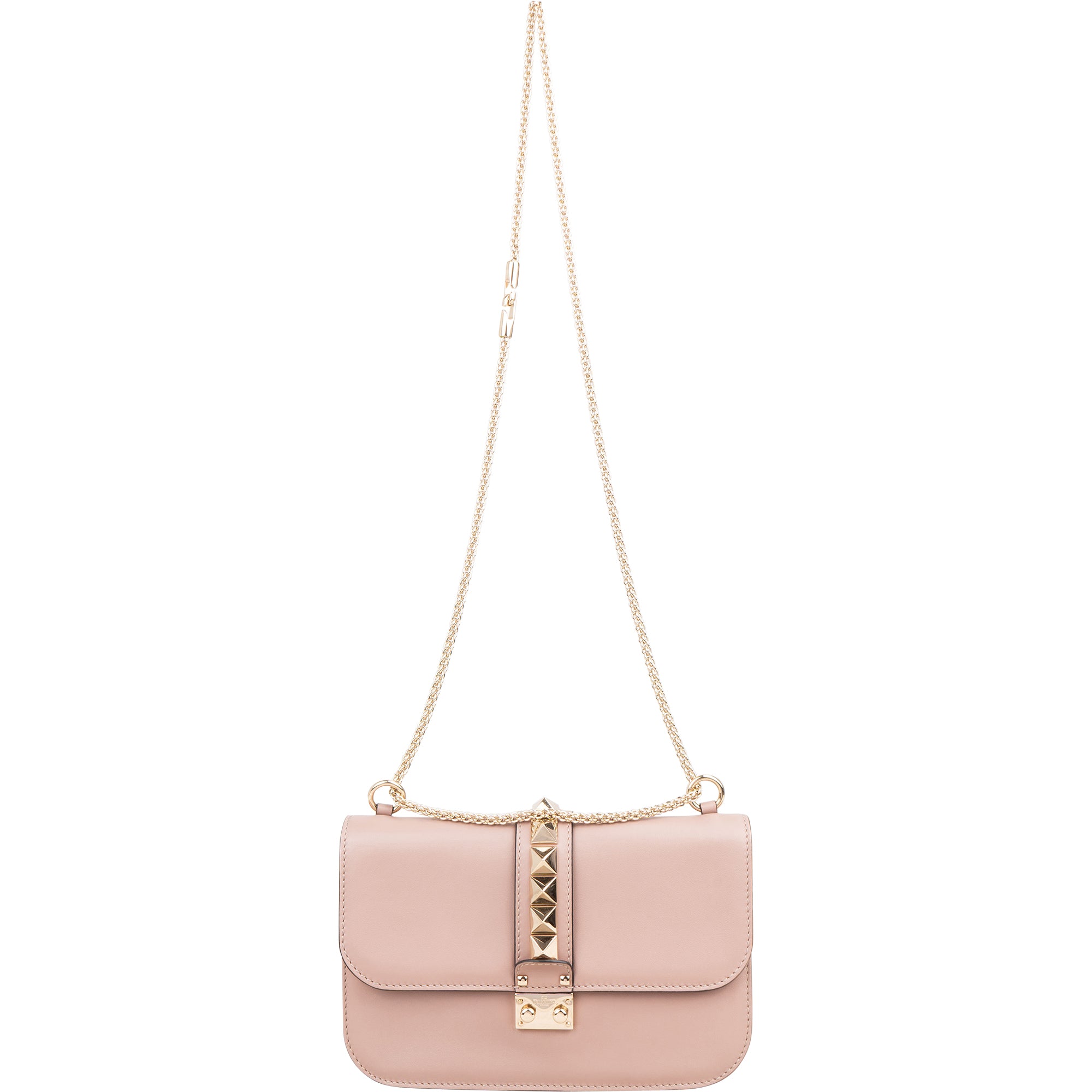 Valentino Garavani Calfskin Leather Rockstud Glam Lock Crossbody Bag