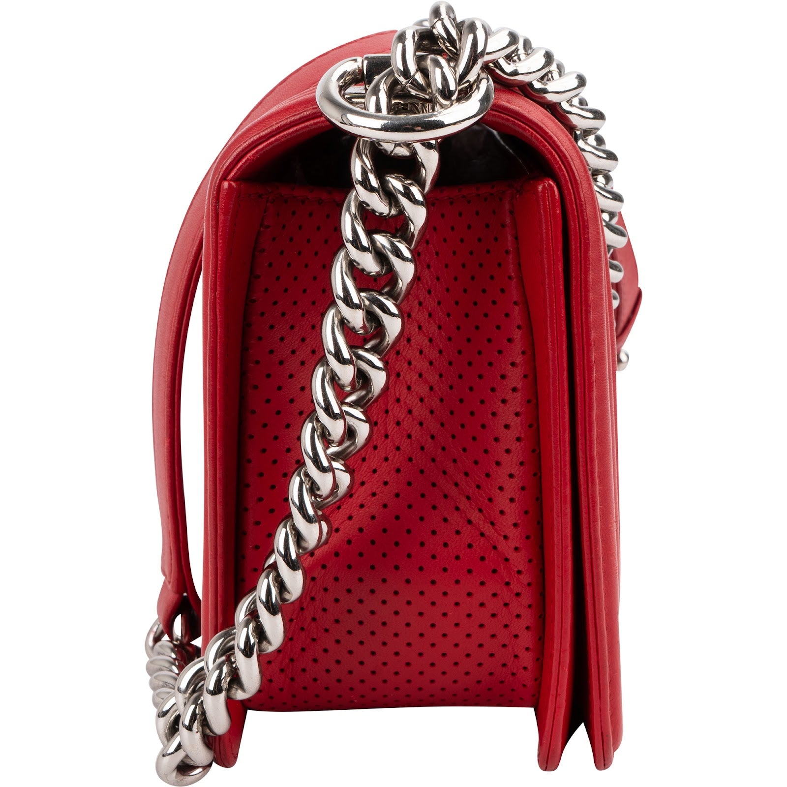 Chanel Perforated Quilted Lambskin Palladium Medium Boy Crossbody Bag