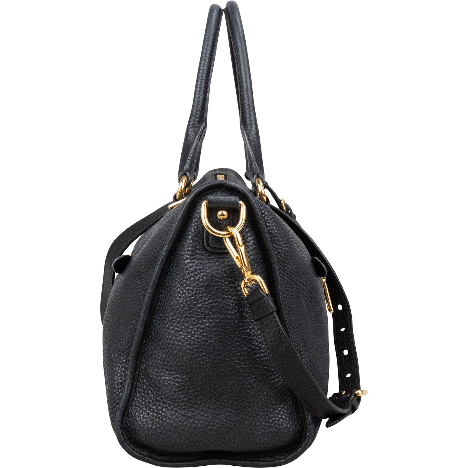 Prada Black Leather Vitello Daino Handbag