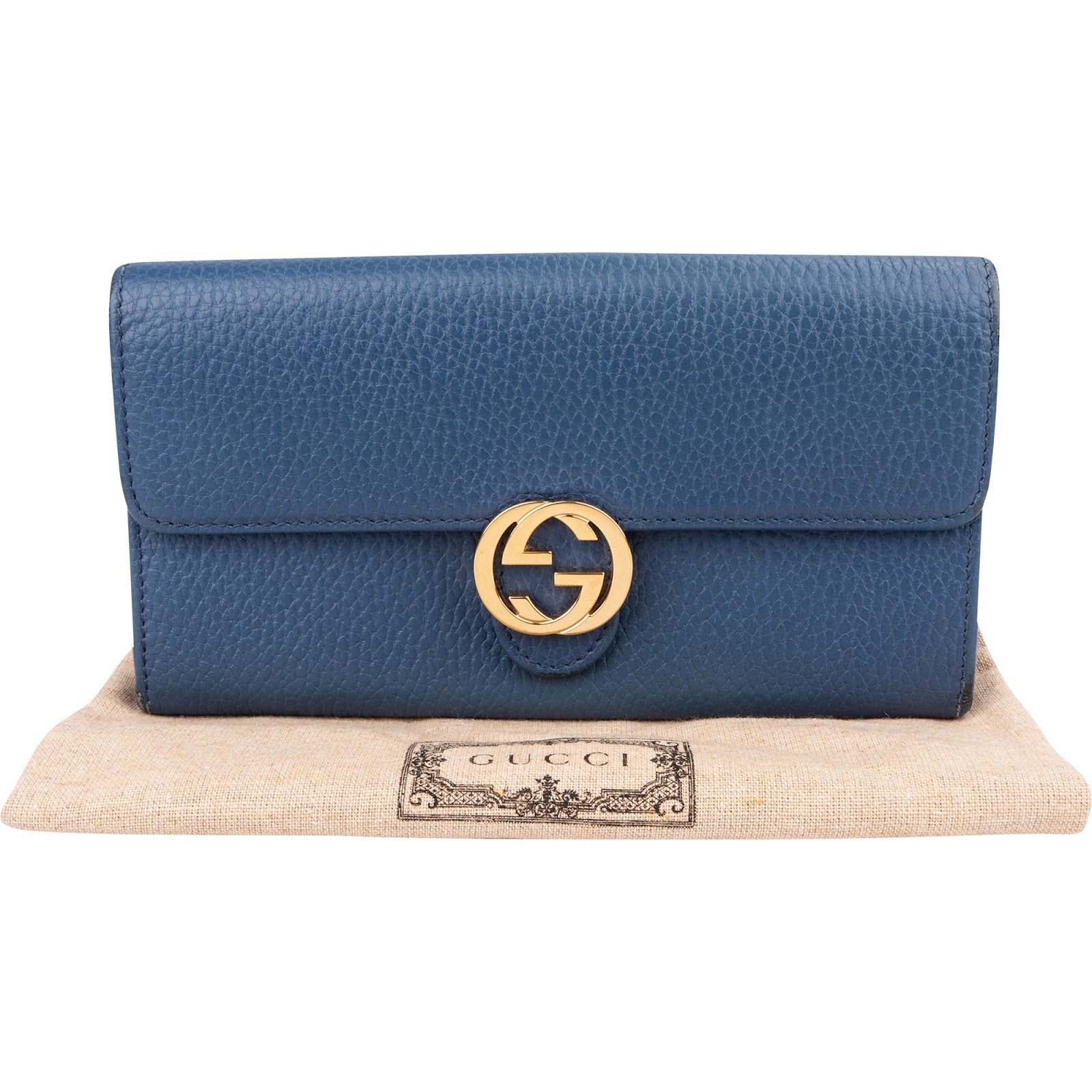 Gucci Pebbled Leather Interlocking GG Continental Wallet