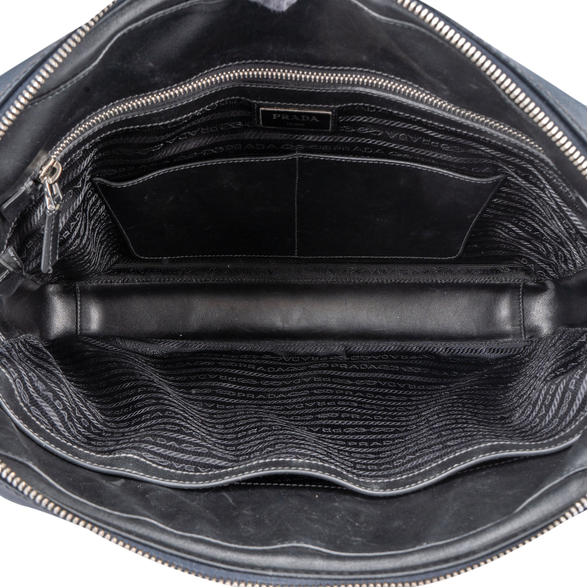 Prada Blue Saffiano Leather Business Tasche