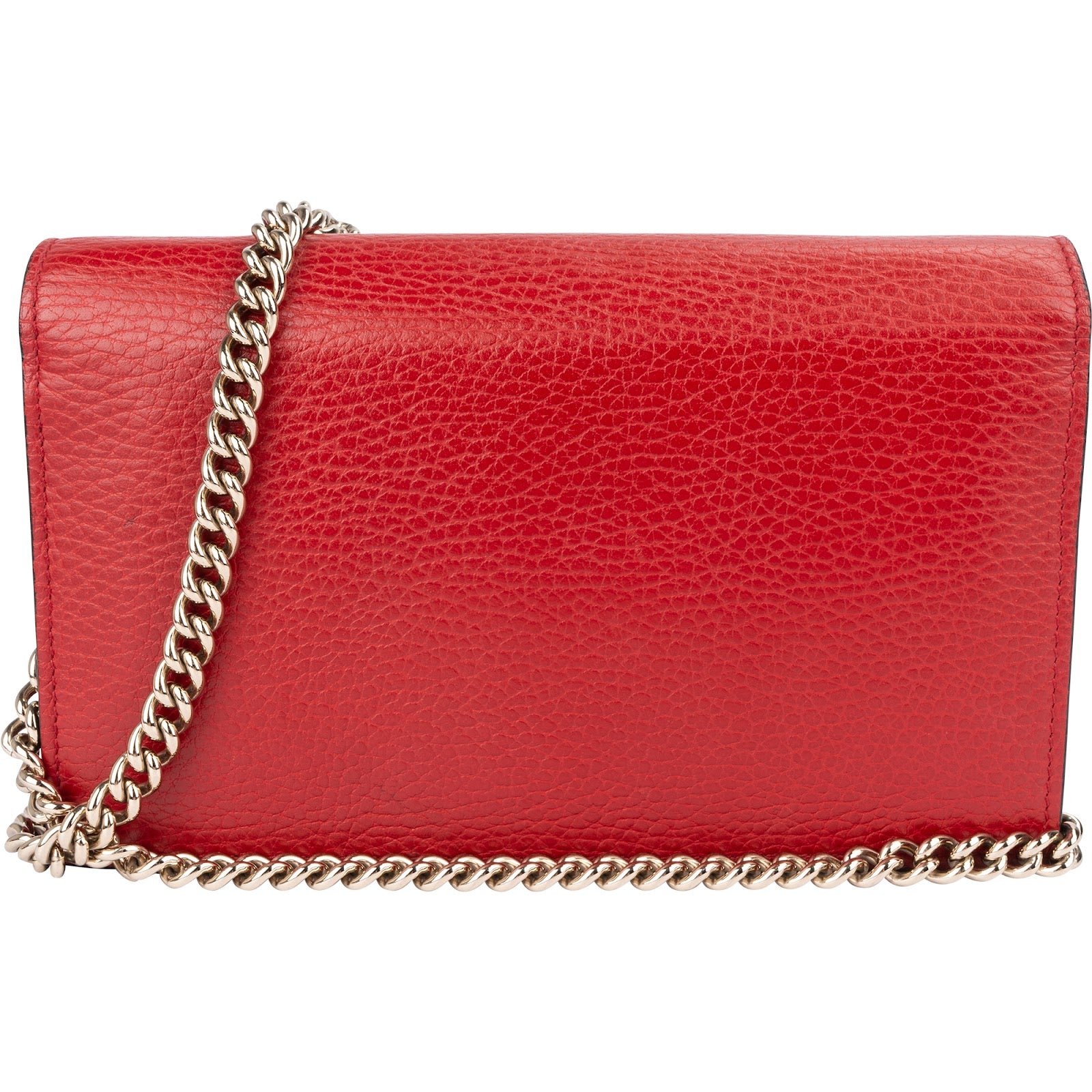 Gucci Pebbled Leather Interlocking GG Wallet On Chain