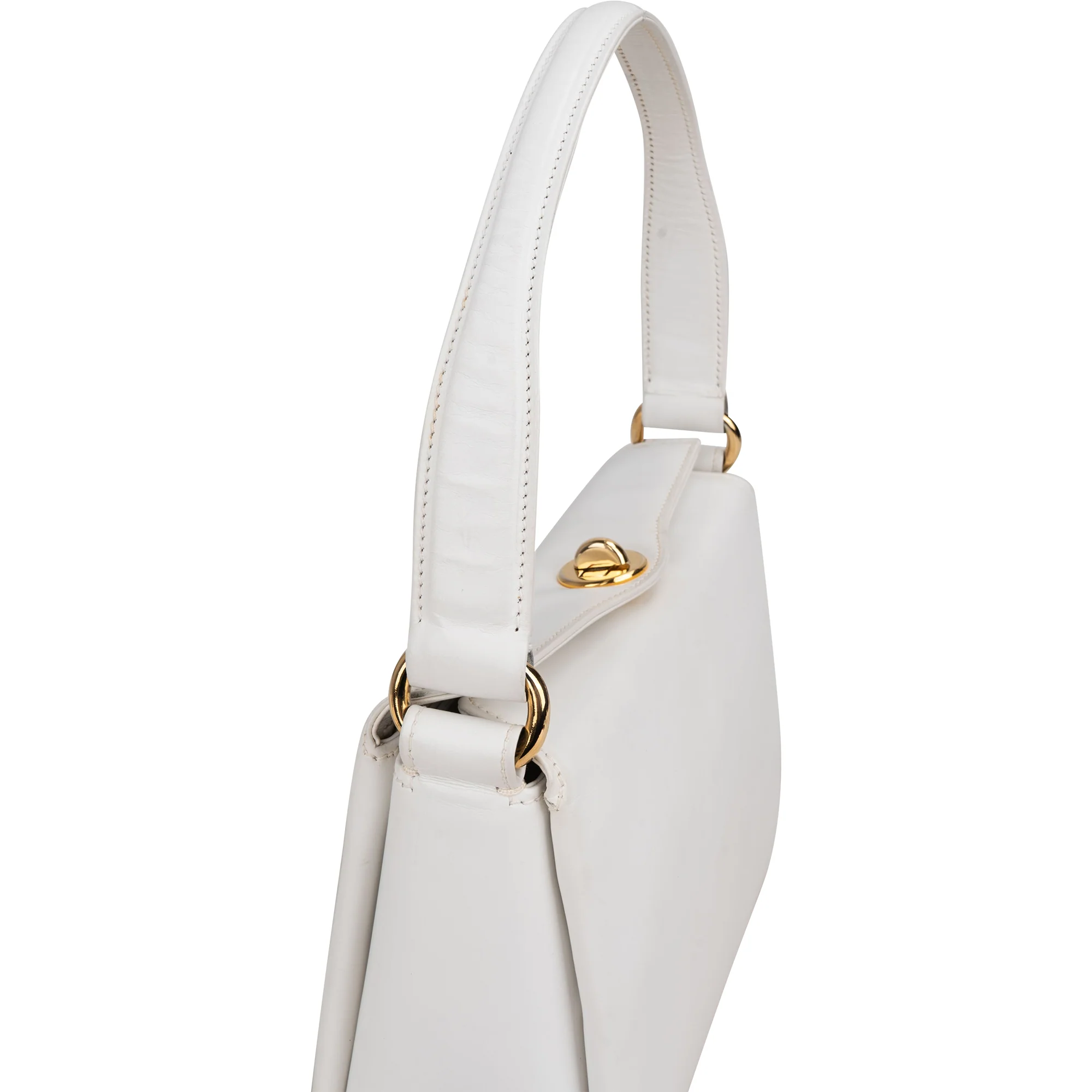 Gucci All White Leather Turnlock Handbag