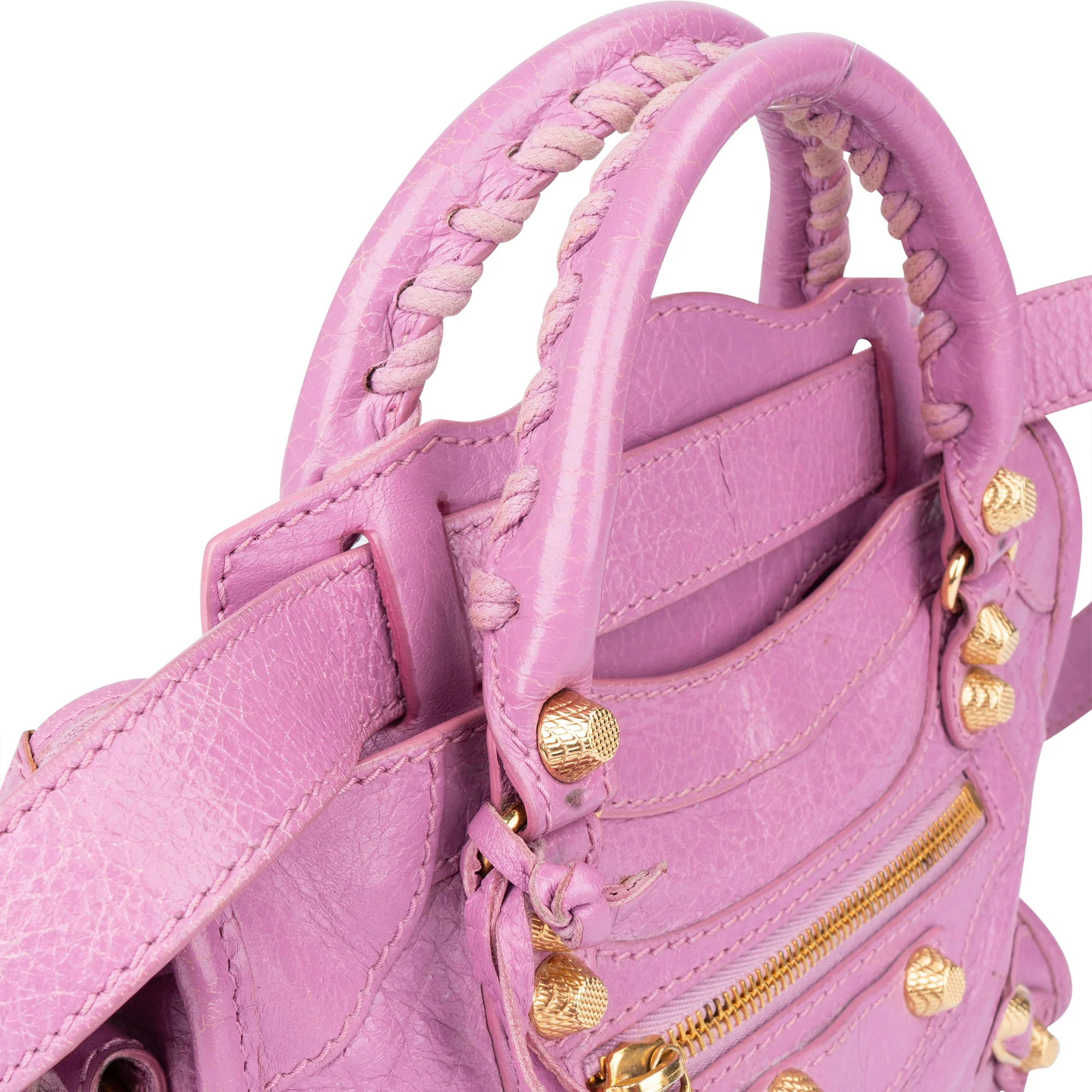 Balenciaga Pink Leather Mini City Handbag