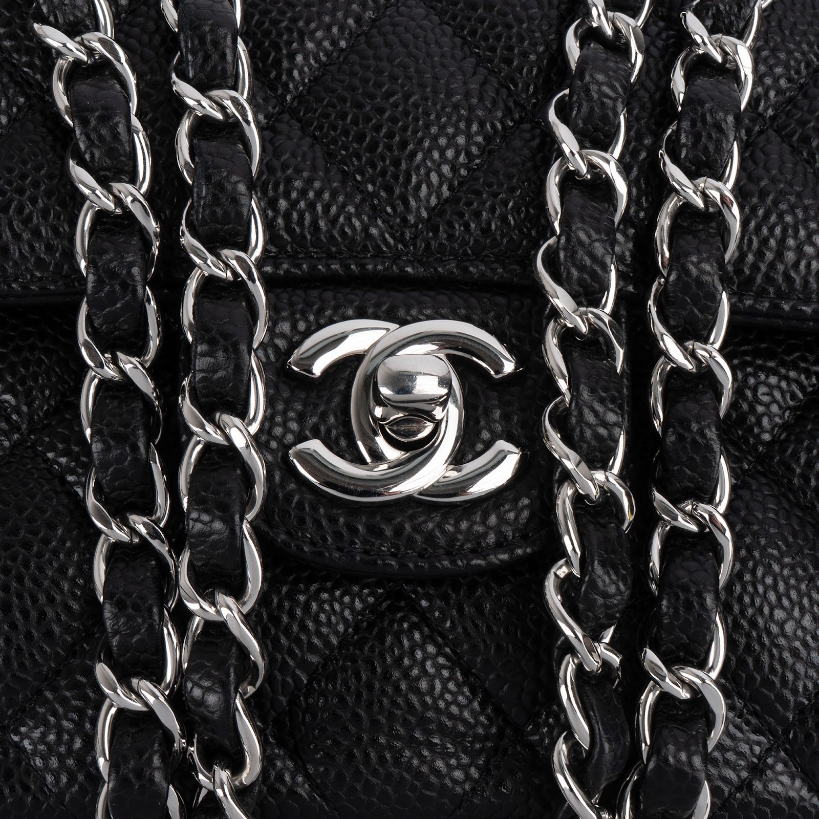 Chanel Quilted Caviar Leather Palladium Small Double Flap Shoulder Bag