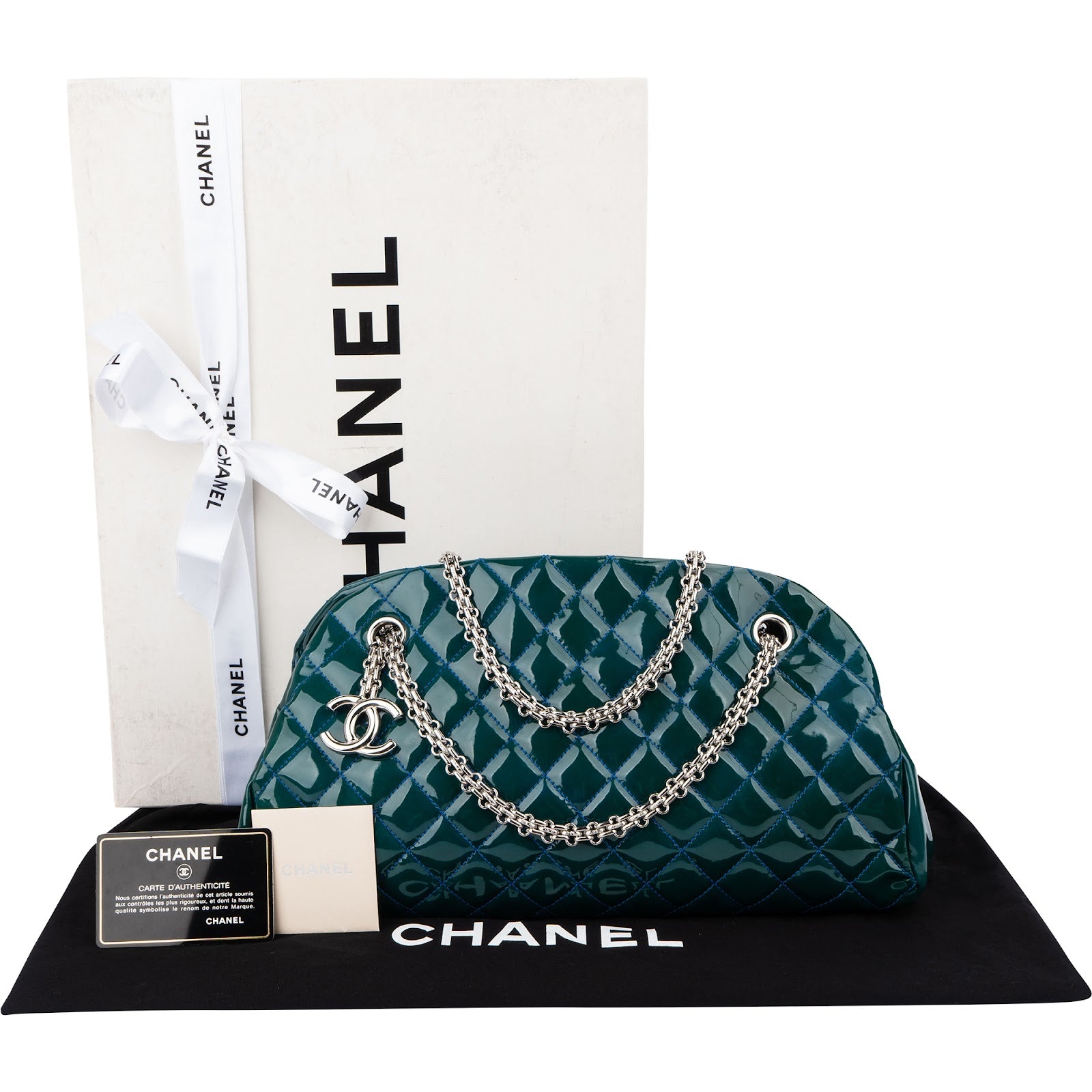 Chanel Quilted Patent Leather Mademoiselle Bowler Shoulder Bag