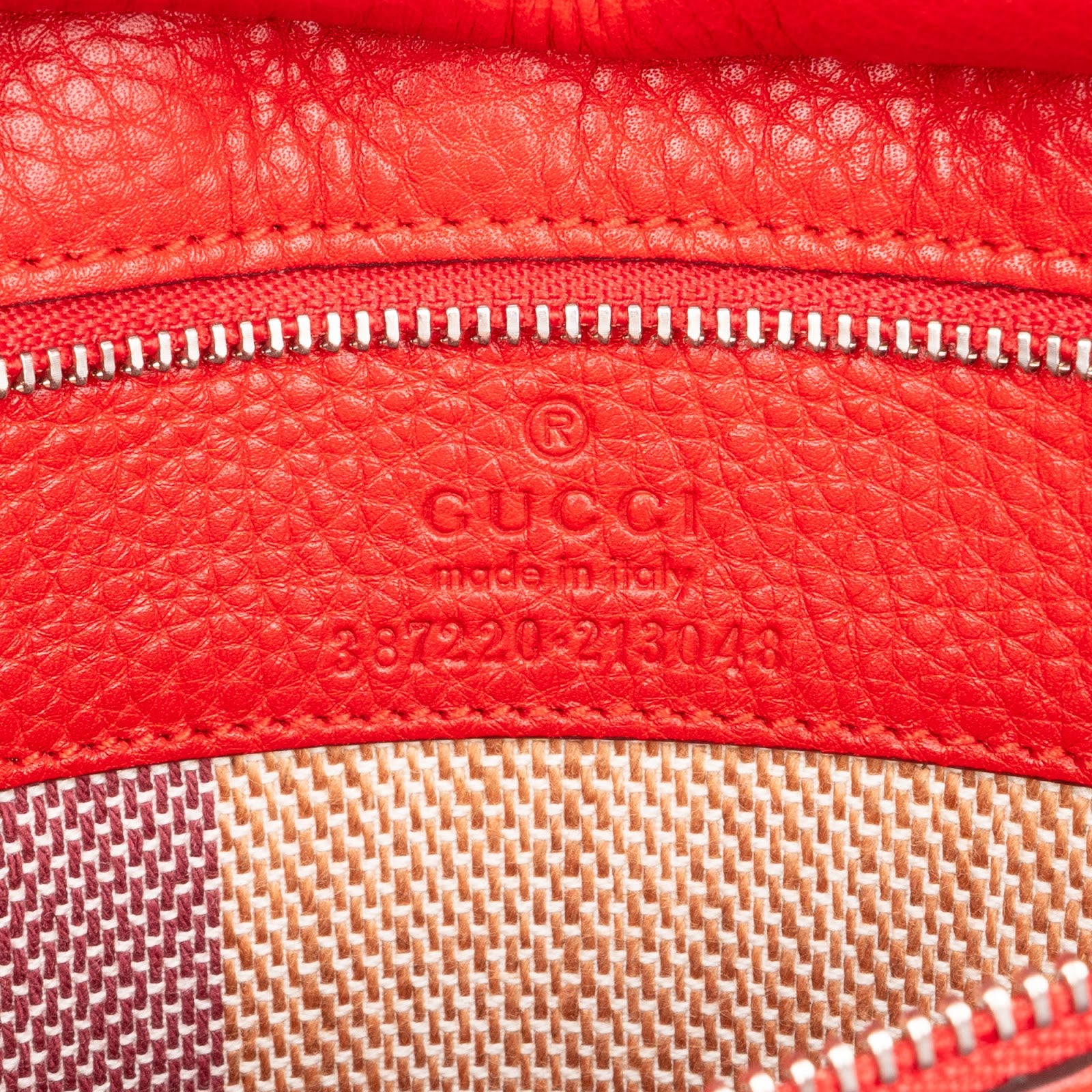 Gucci Red Pebbled Leather Bamboo Clutch