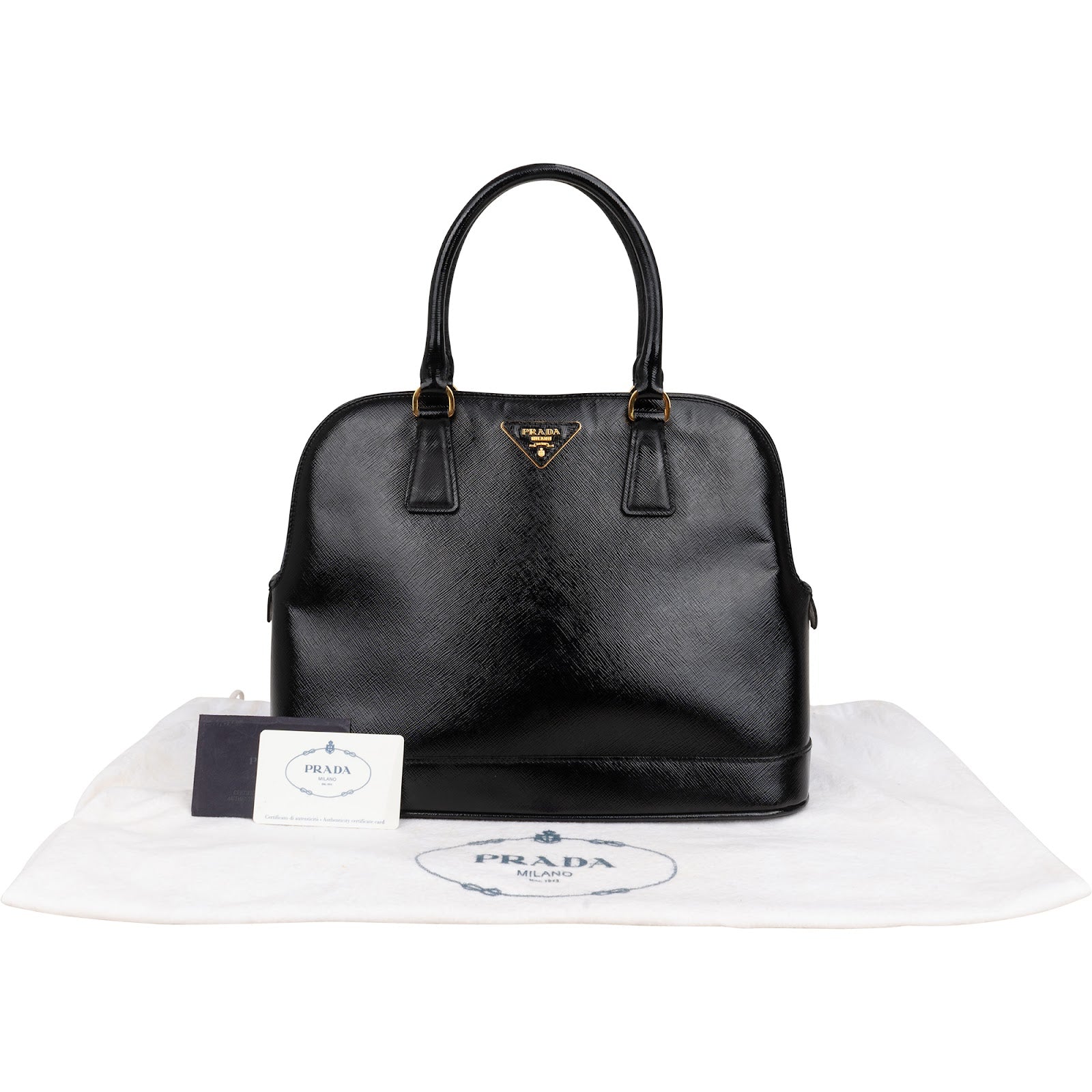 Prada Saffiano Vernis Leather Promenade Handbag