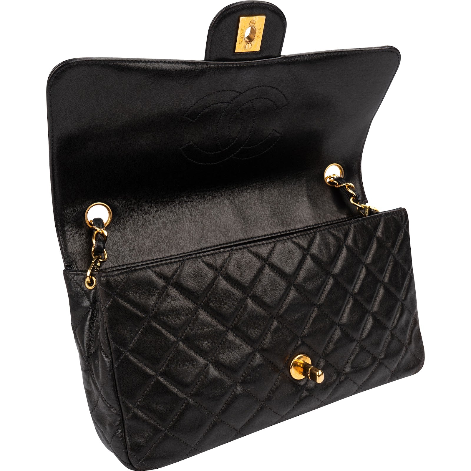 Chanel – Sac à bandoulière moyen à rabat unique, matelassé souple