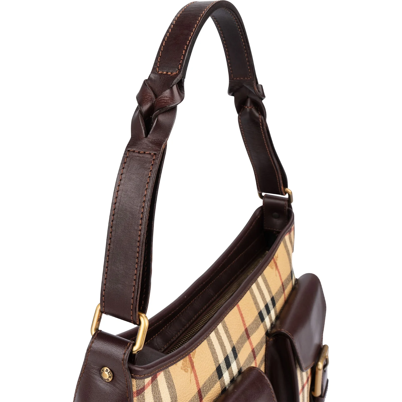 Burberry Haymarket Check Double Pocket Hobo Shoulder Bag