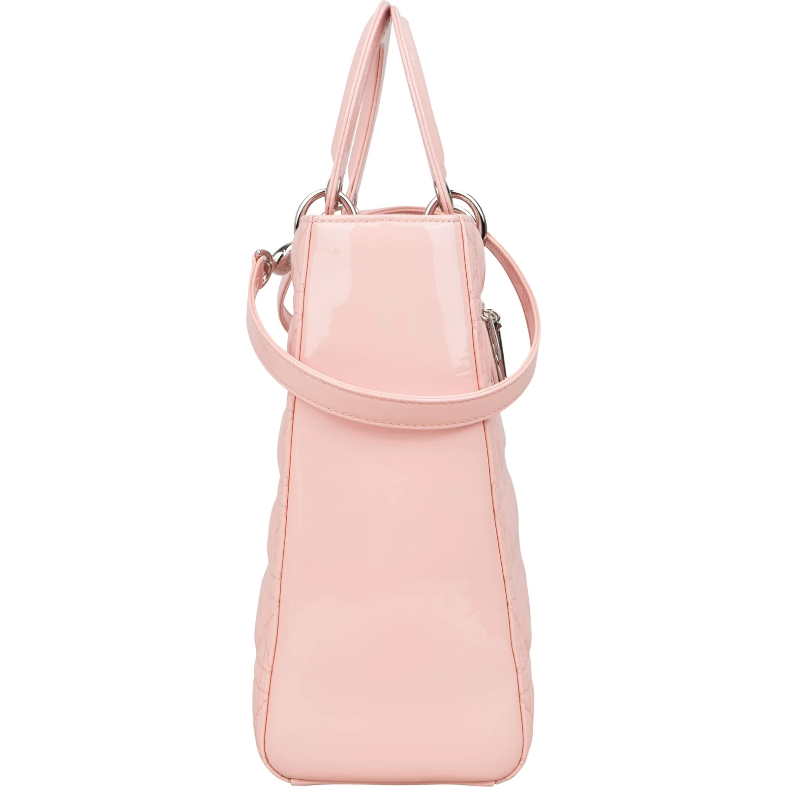 Christian Dior Quilted Patent Leather Large Lady Dior Handbag