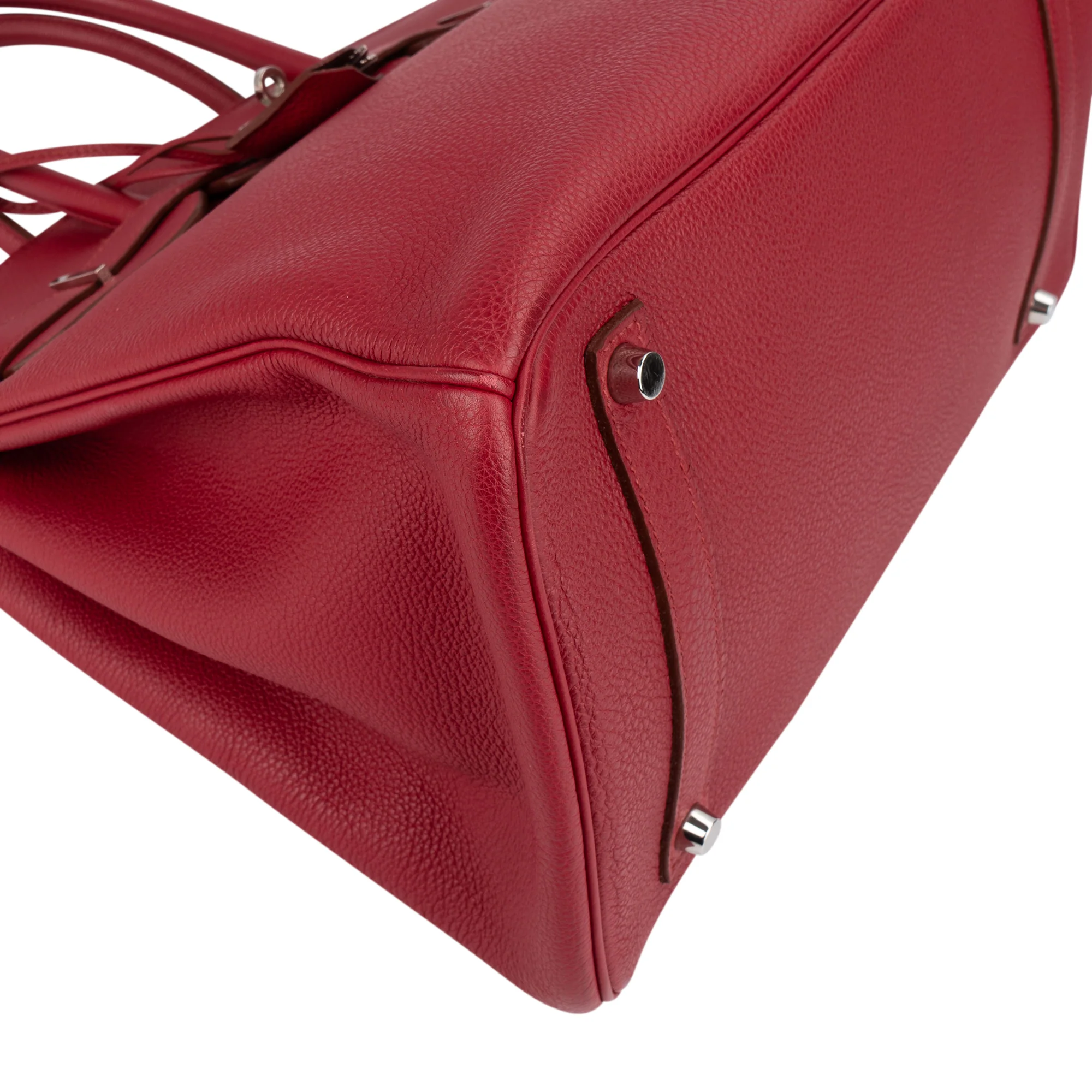 Hermès Clemence Leather Palladium Rouge H Birkin 35 Handbag