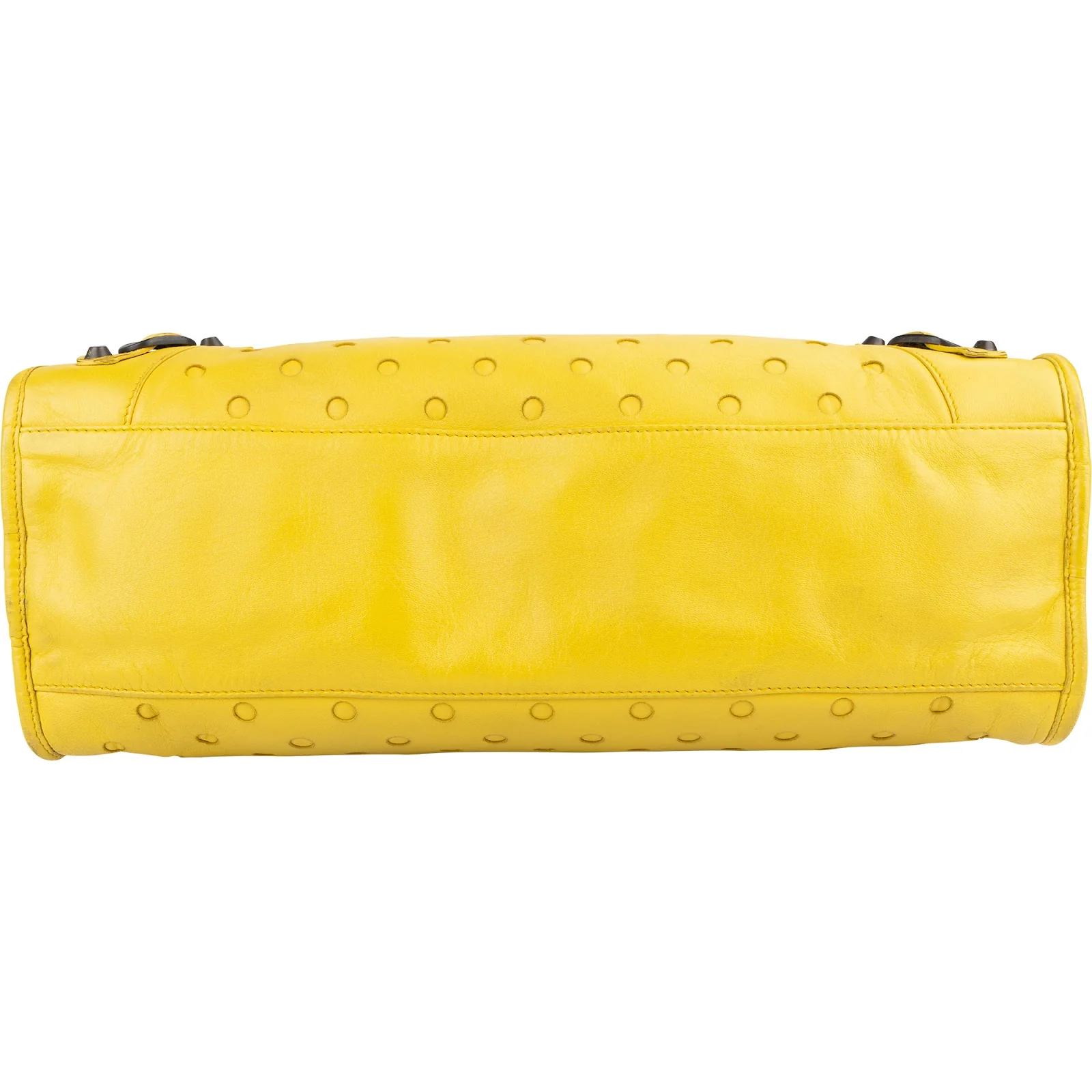 Balenciaga Yellow Perforated Leather City Handbag