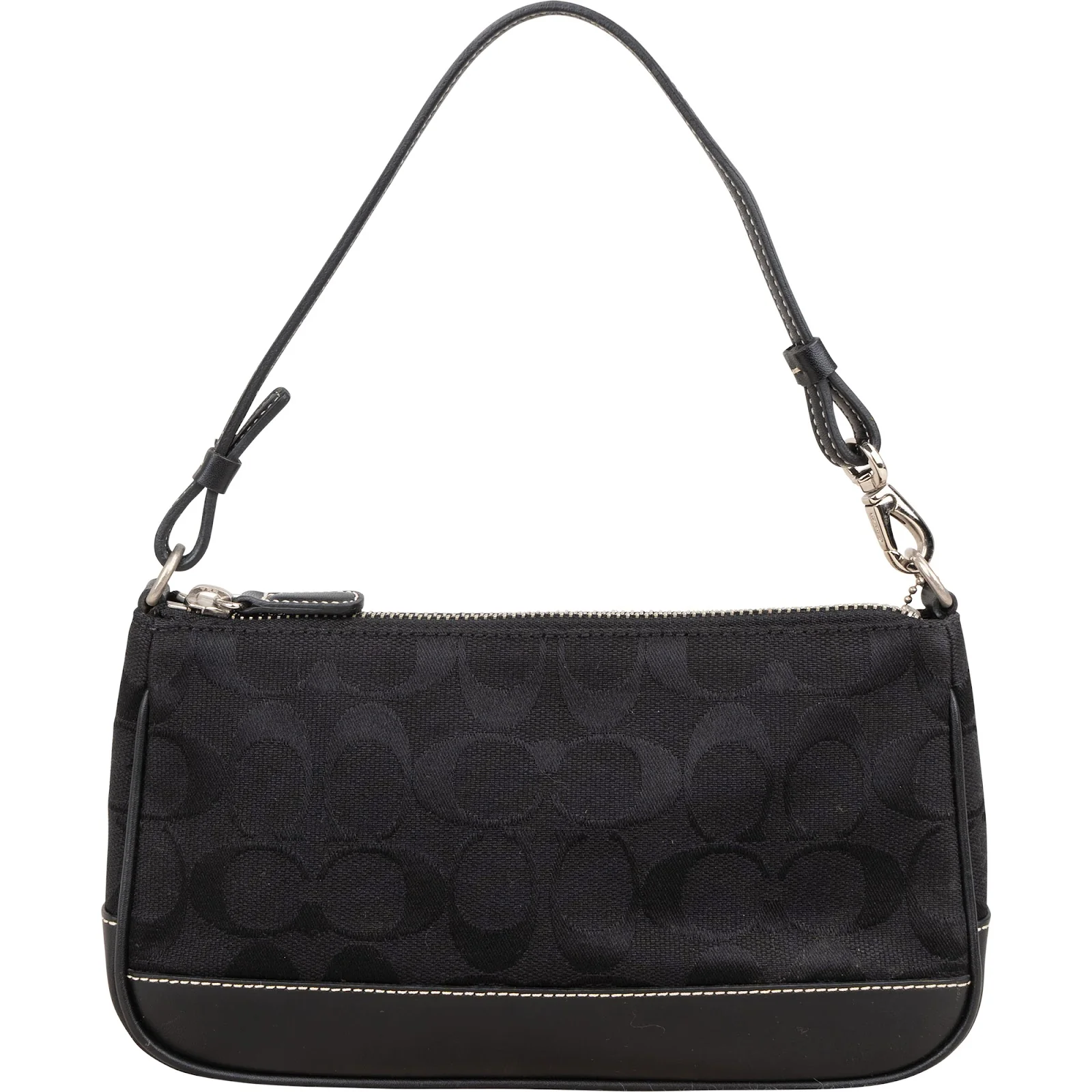Coach Black Signature Monogram Pochette Handbag