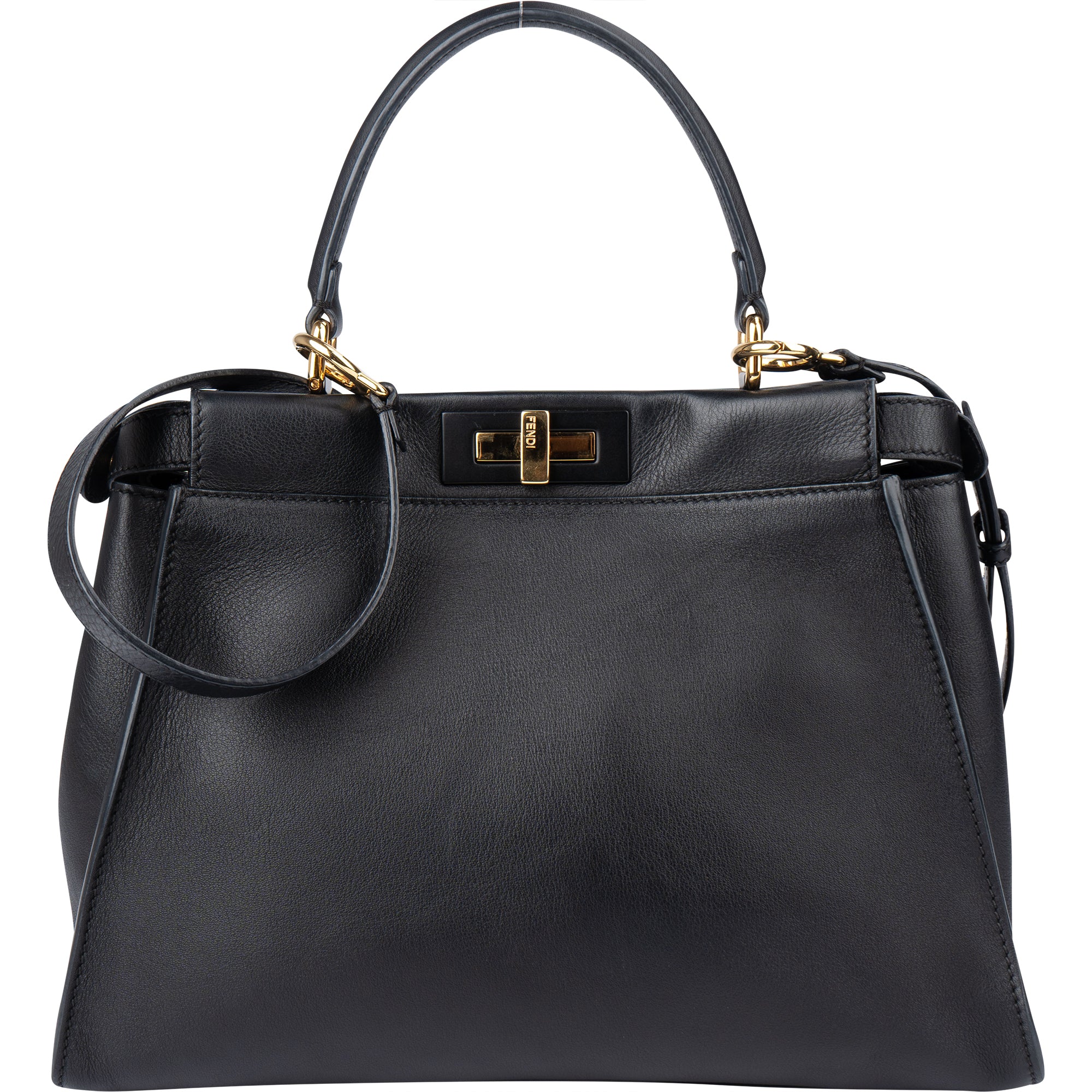 Fendi Black Leather Peekaboo Handbag