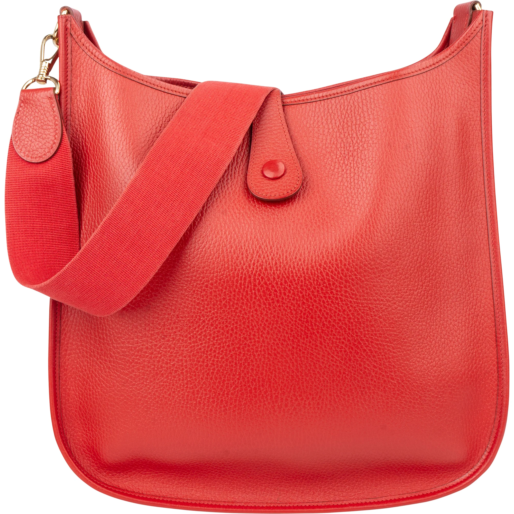 Hermès Rouge Clemence Leather Evelyne GM Crossbody Bag